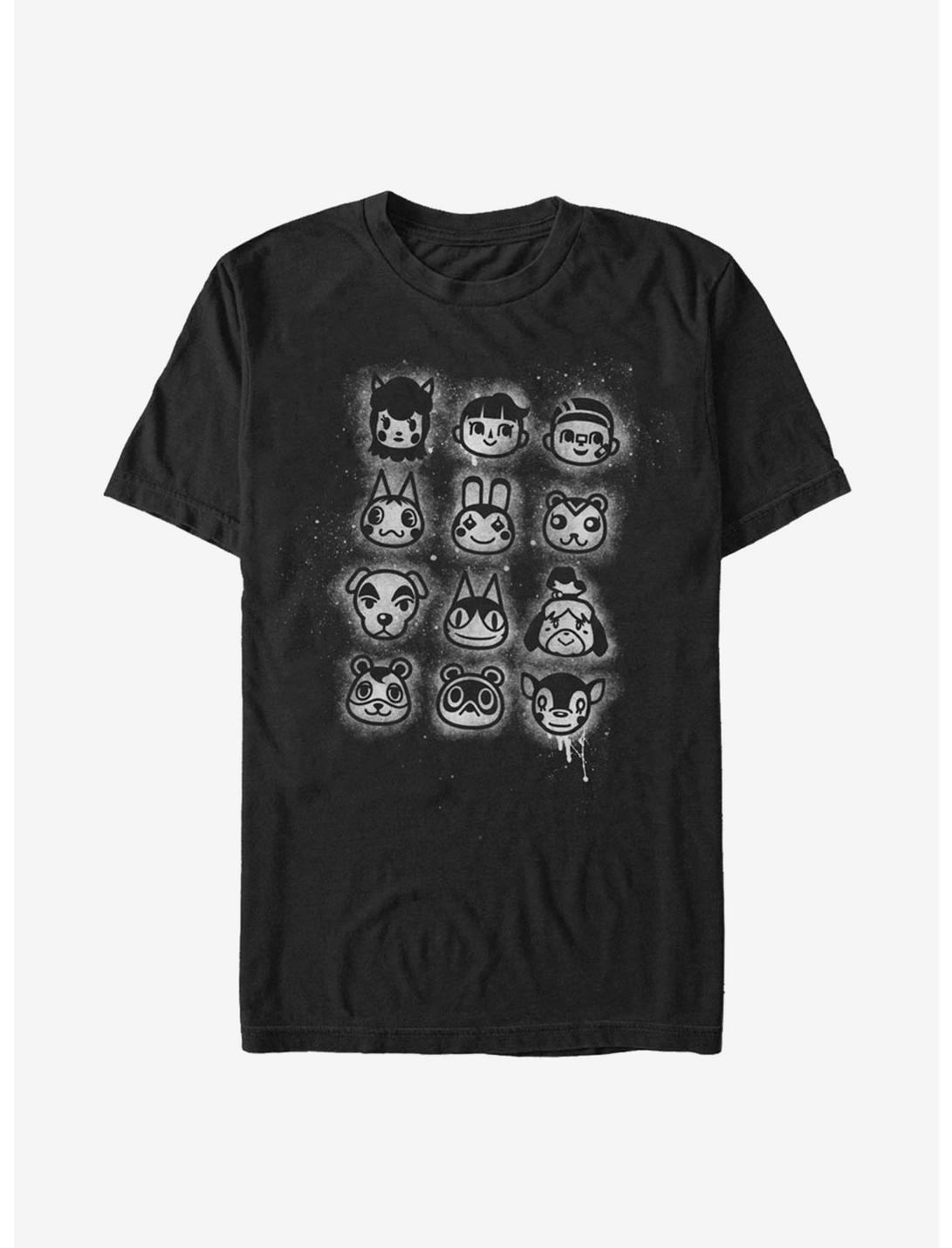 Animal Crossing Villager Stencil T-Shirt, BLACK, hi-res
