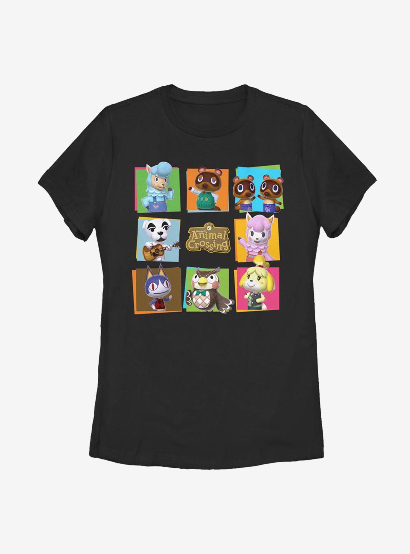 Animal Crossing Character Box Up Womens T-Shirt, BLACK, hi-res