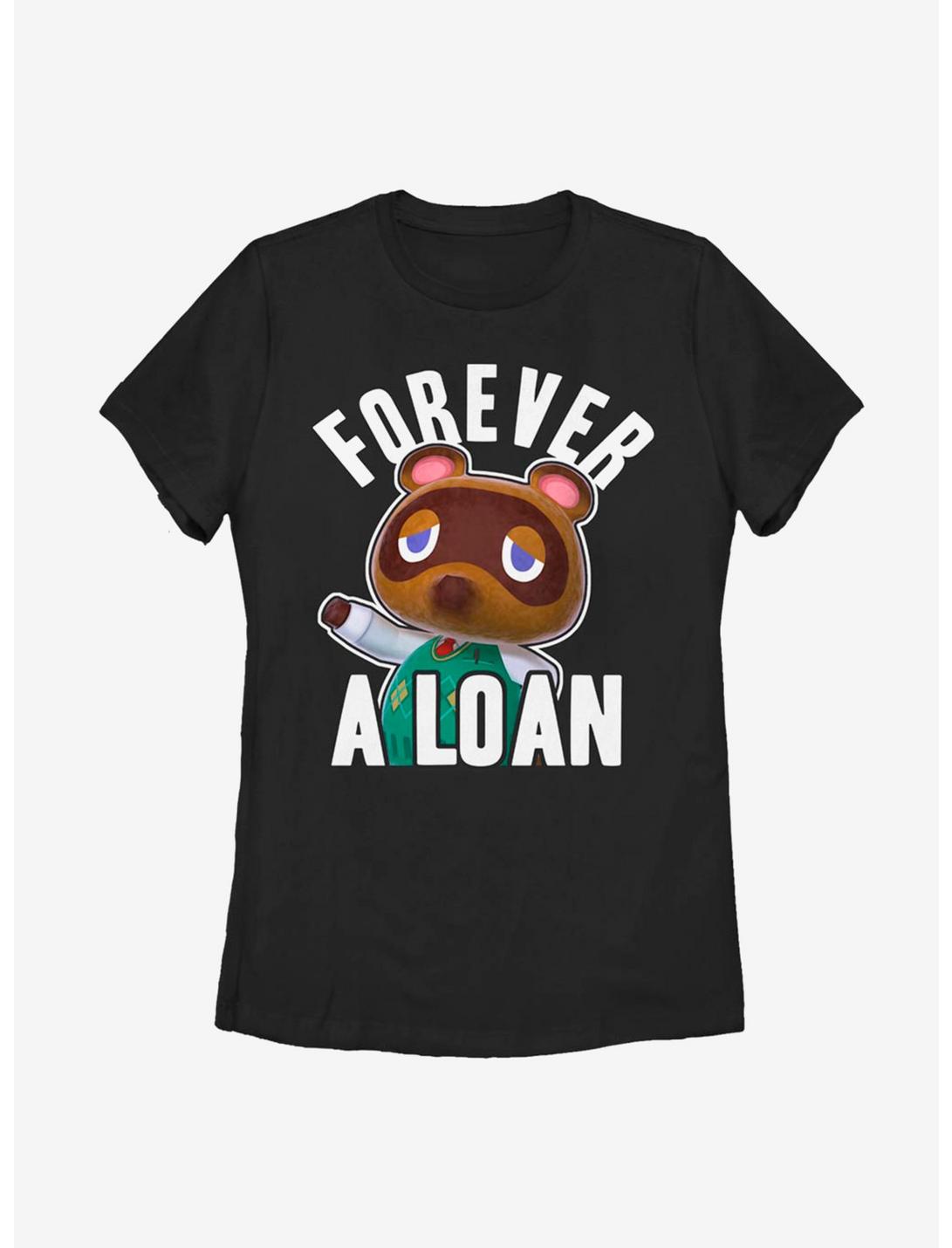 Animal Crossing Nook Forever A Loan Womens T-Shirt, BLACK, hi-res