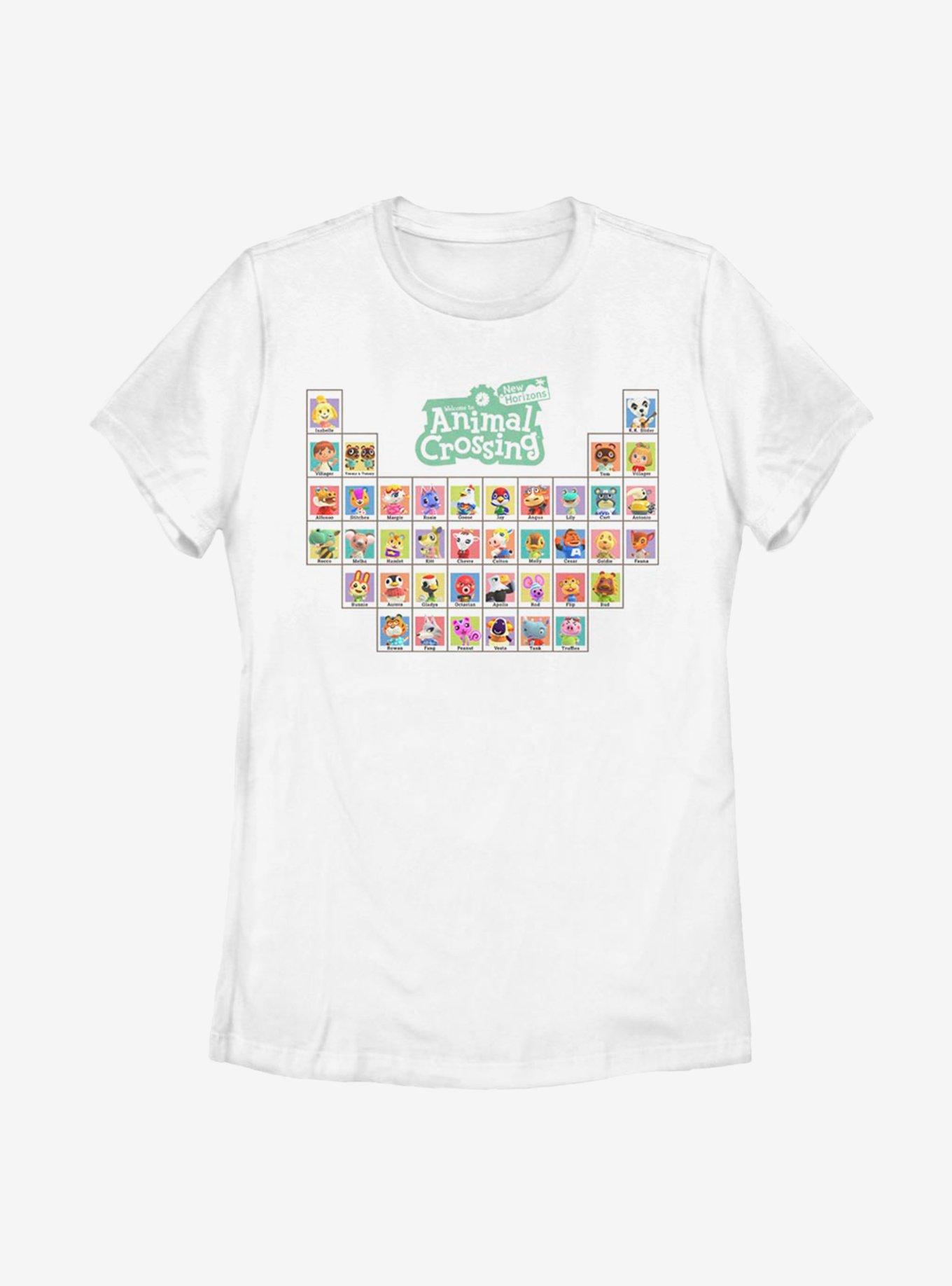 Animal Crossing: New Horizons Periodic Table Of Villagers Womens T-Shirt, WHITE, hi-res