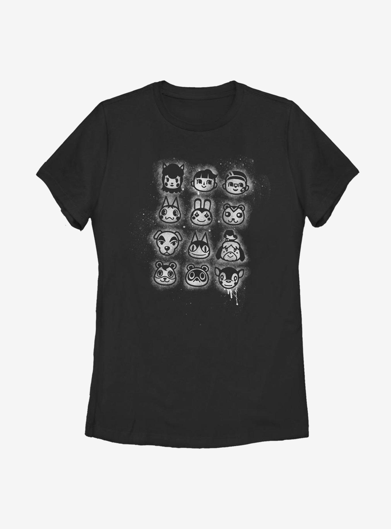 Animal Crossing Villager Stencil Womens T-Shirt, BLACK, hi-res