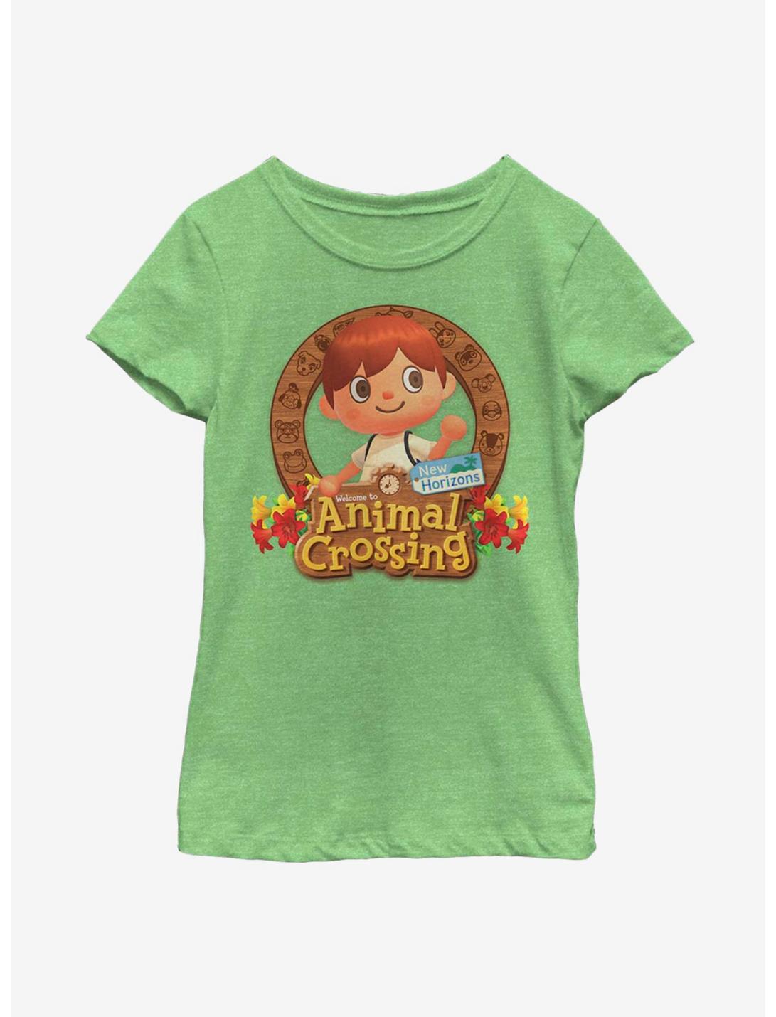 Animal Crossing: New Horizons Villager Emblem Youth Girls T-Shirt, GREEN APPLE, hi-res