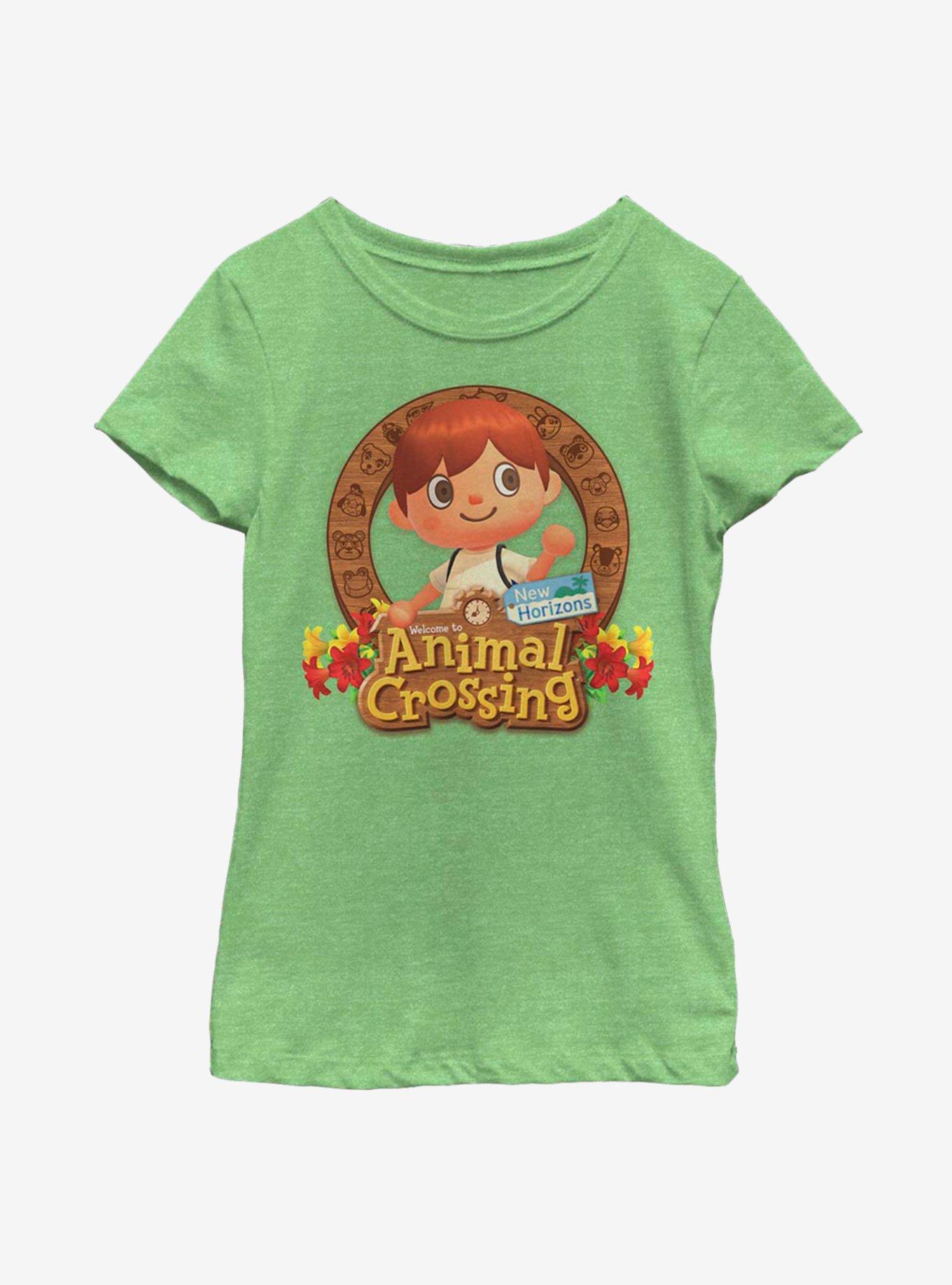 Animal Crossing: New Horizons Villager Emblem Youth Girls T-Shirt, GREEN APPLE, hi-res