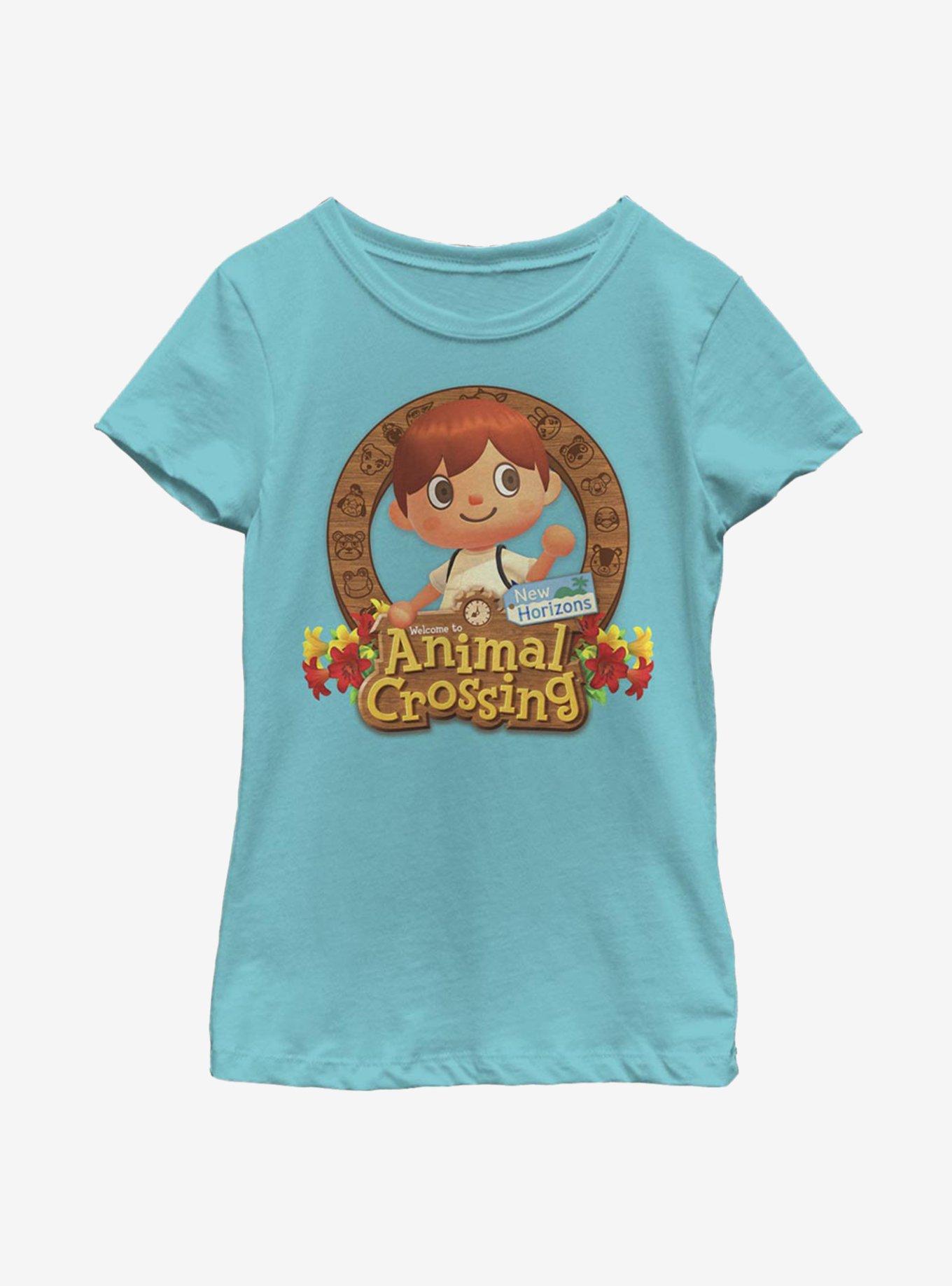 Animal Crossing: New Horizons Villager Emblem Youth Girls T-Shirt, TAHI BLUE, hi-res