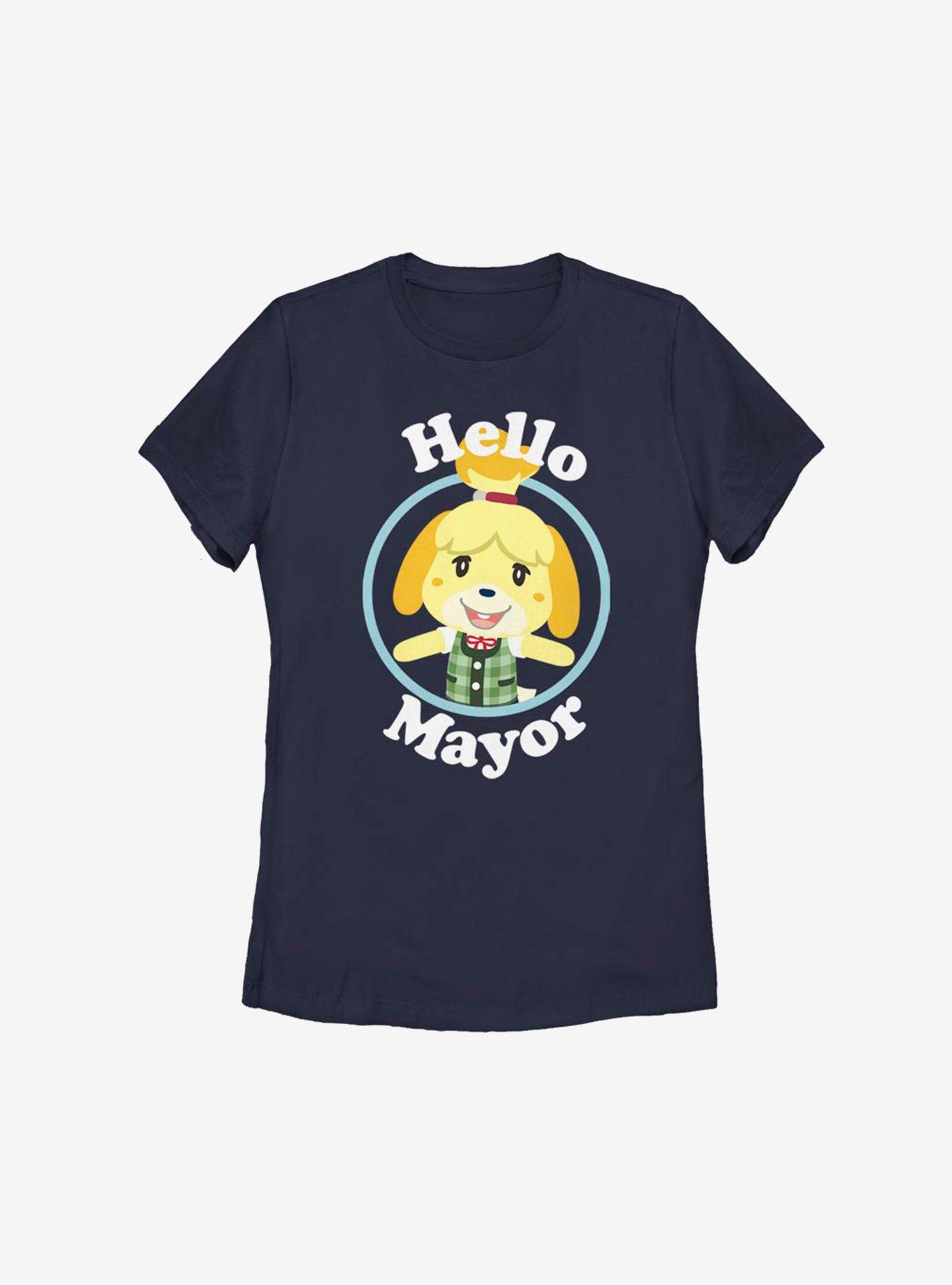 Animal Crossing Isabelle Hello Mayor Womens T-Shirt, NAVY, hi-res