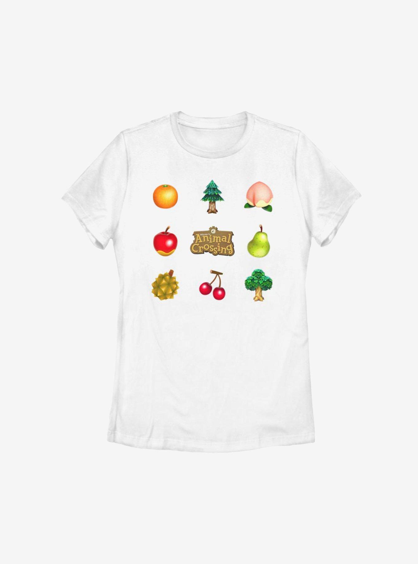 Animal Crossing Fruit And Trees Womens T-Shirt, WHITE, hi-res