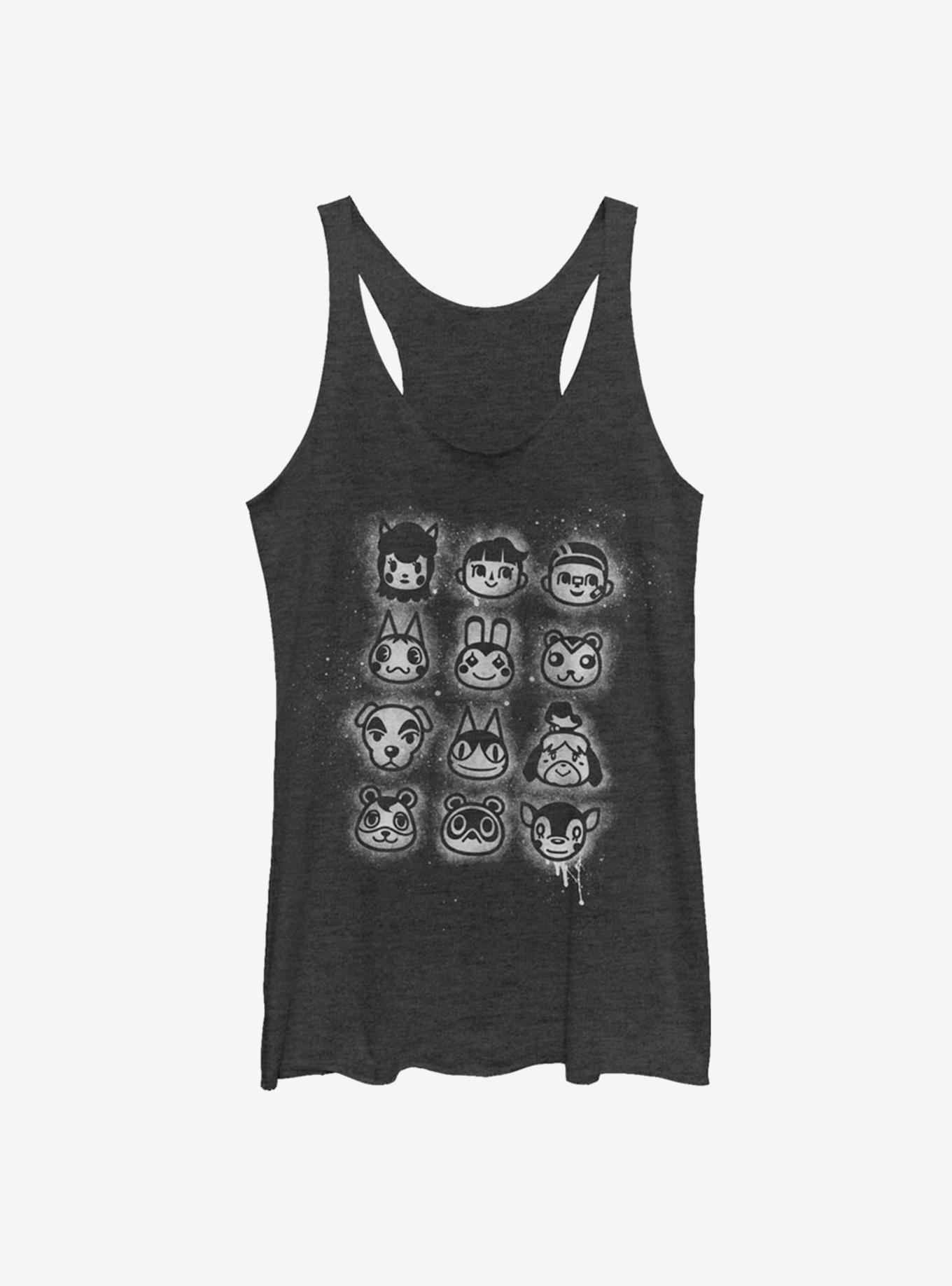 Animal Crossing Villager Stencil Womens Tank Top, BLK HTR, hi-res