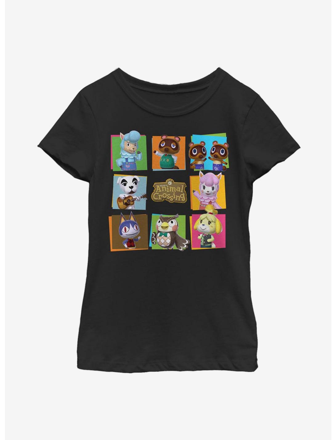 Animal Crossing Character Box Up Youth Girls T-Shirt, BLACK, hi-res