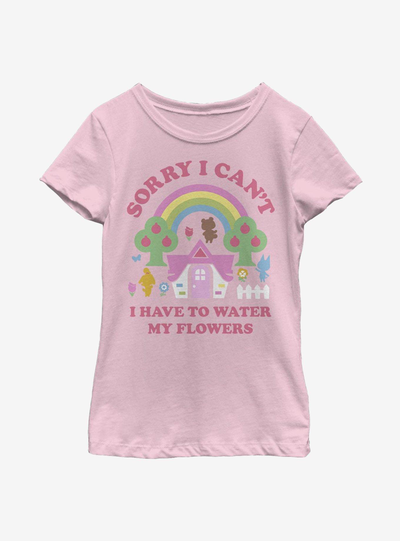 Animal Crossing Have To Water My Flowers Youth Girls T-Shirt, PINK, hi-res