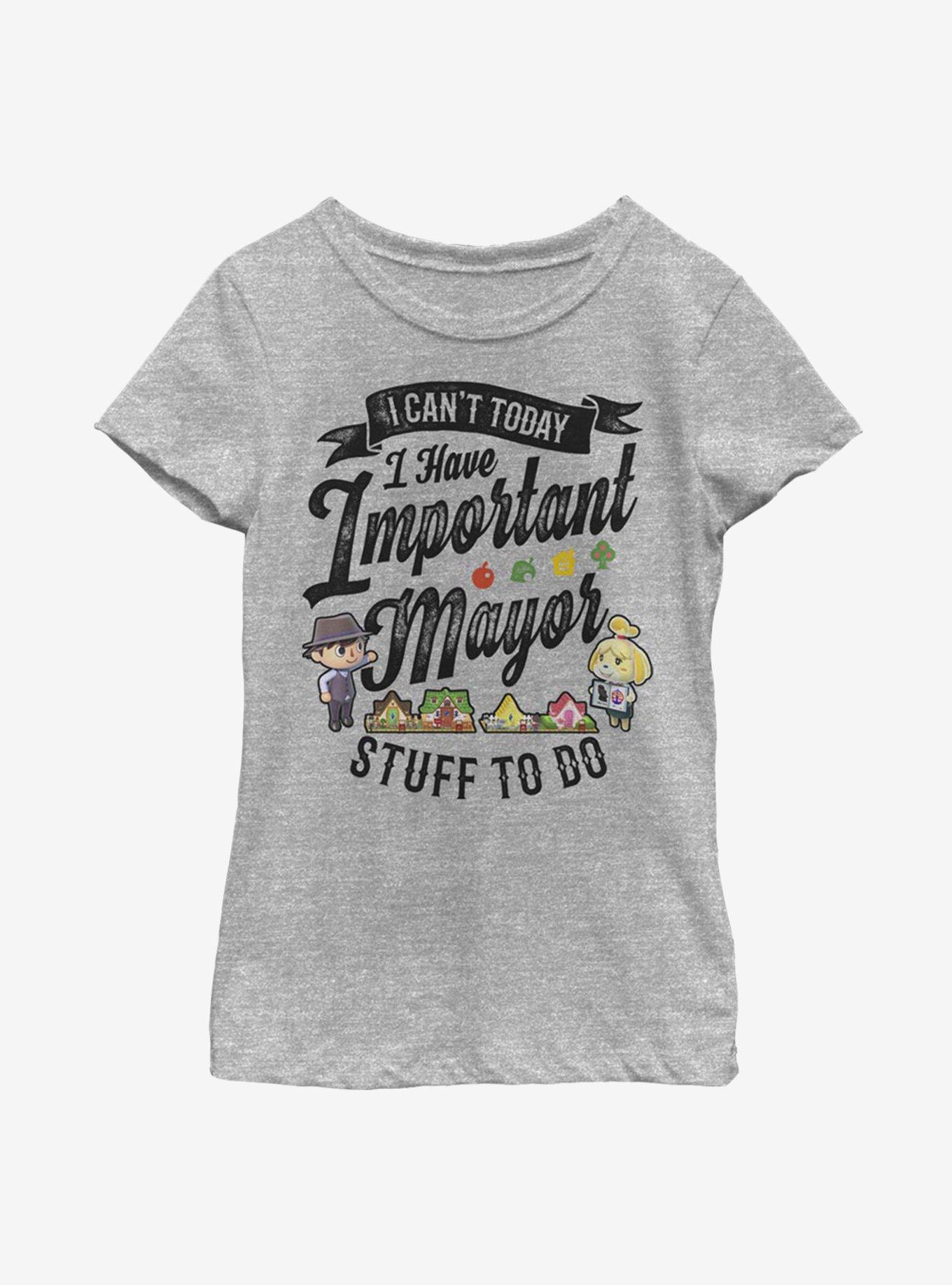 Animal Crossing Important Mayor Stuff Youth Girls T-Shirt, ATH HTR, hi-res