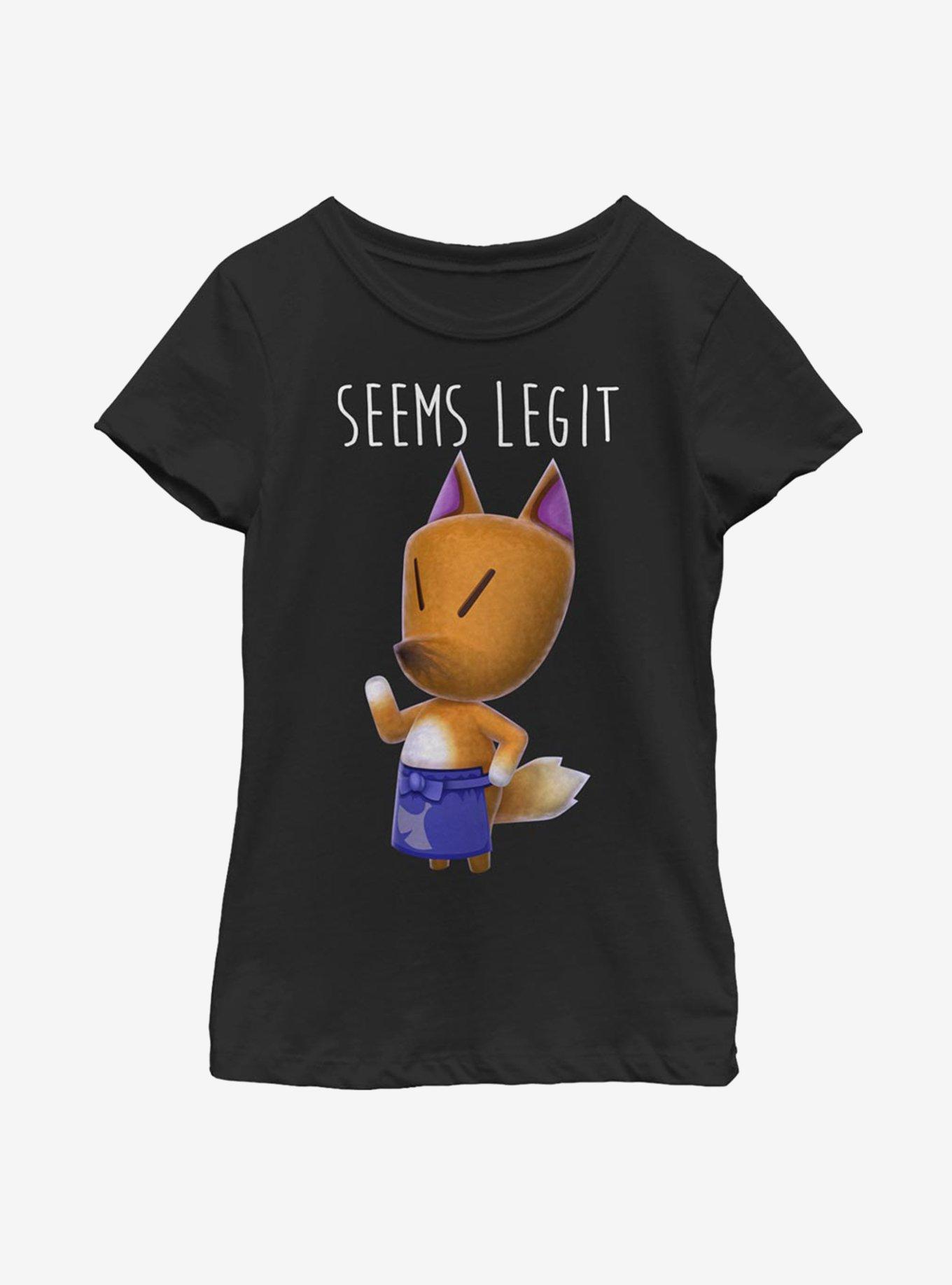 Animal Crossing Redd Seems Legit Youth Girls T-Shirt, BLACK, hi-res