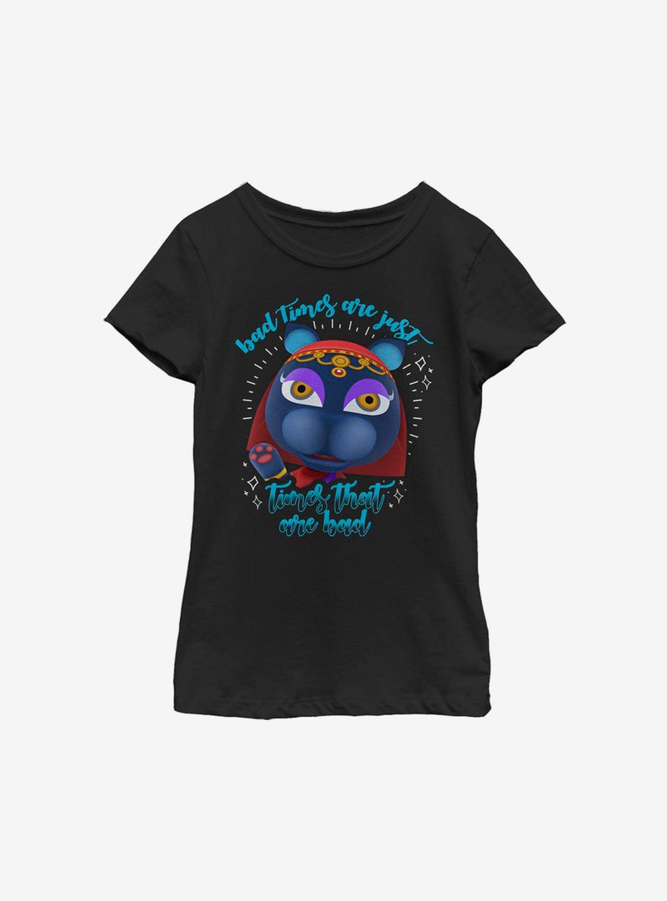 Animal Crossing Katrina Bad Times Youth Girls T-Shirt, BLACK, hi-res