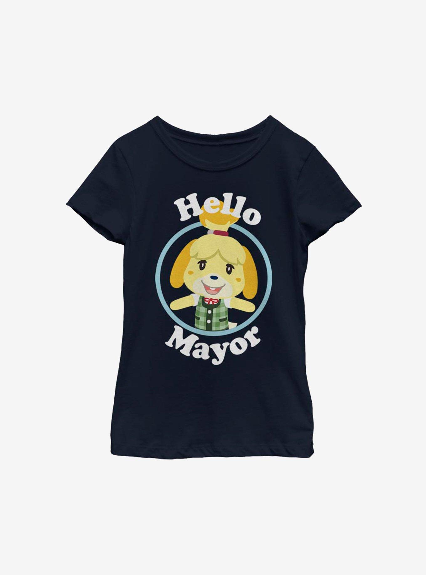 Animal Crossing Isabelle Hello Mayor Youth Girls T-Shirt, NAVY, hi-res