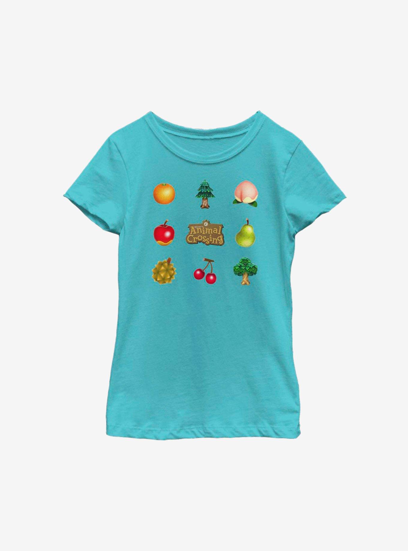 Animal Crossing Fruit And Trees Youth Girls T-Shirt, TAHI BLUE, hi-res