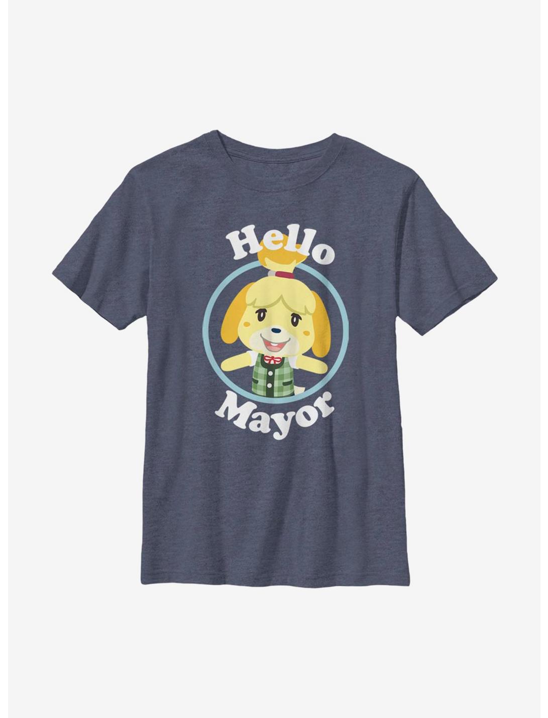 Plus Size Animal Crossing Isabelle Hello Mayor Youth T-Shirt, NAVY HTR, hi-res