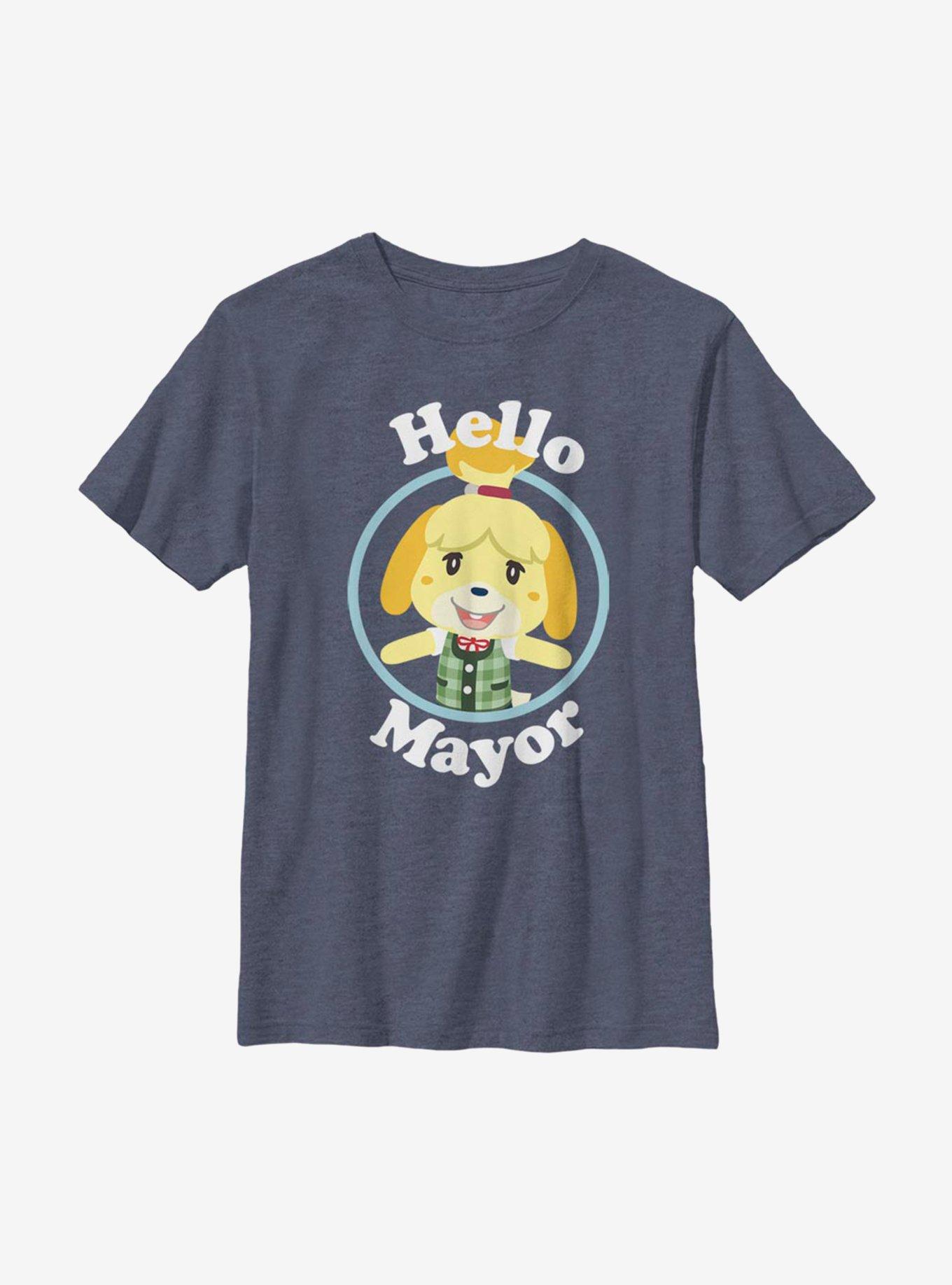 Animal Crossing Isabelle Hello Mayor Youth T-Shirt, NAVY HTR, hi-res