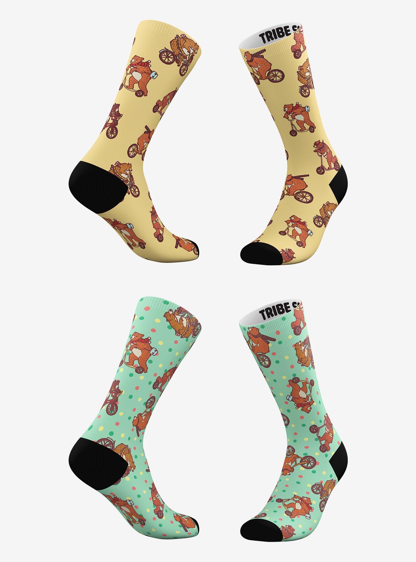 Bearable Exercise and Bears on Bikes Polka Dot Socks 2 Pairs, , hi-res