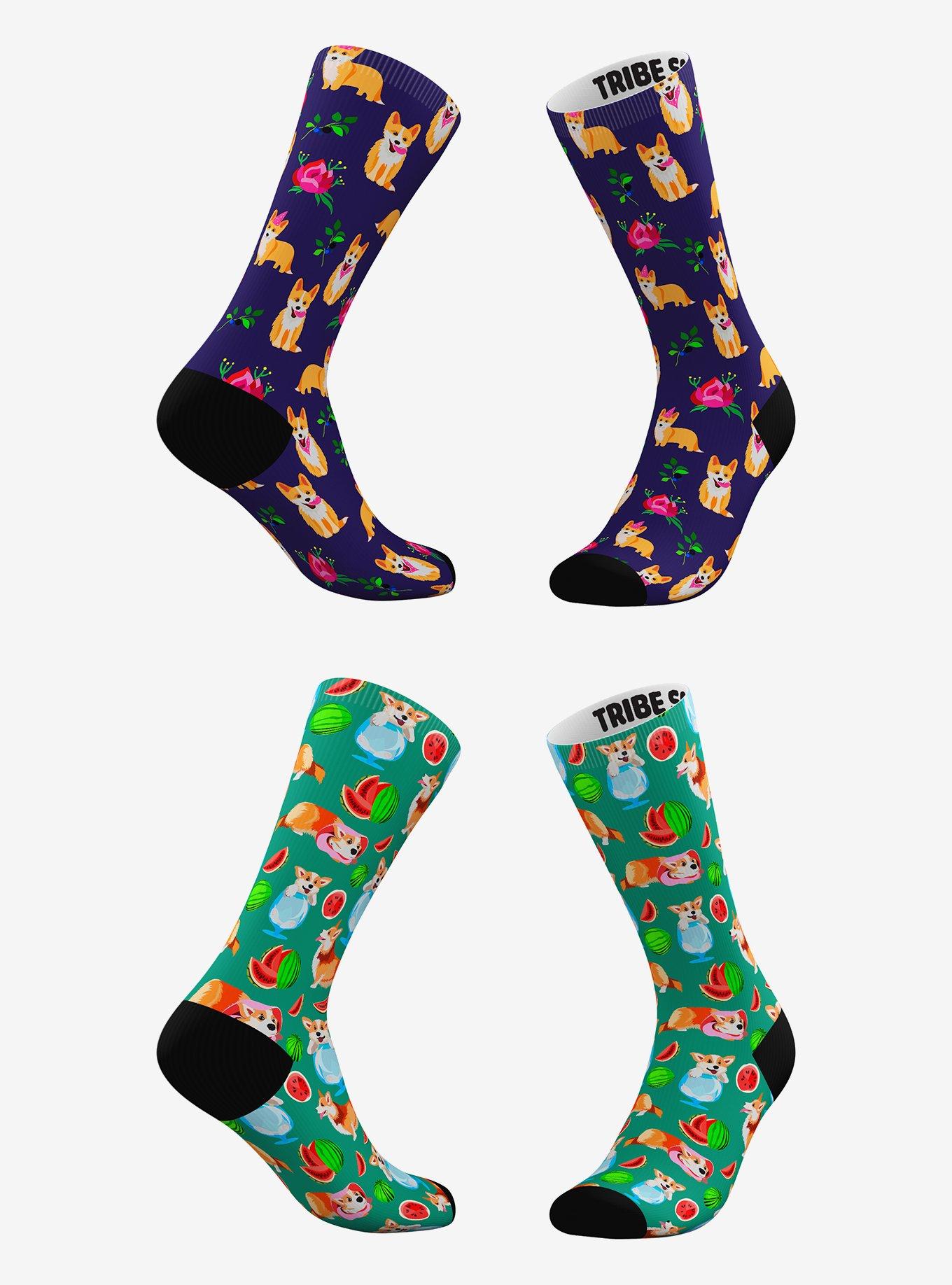 Everything's Coming Up Corgi and Corgi Melon Socks 2 Pairs, , hi-res