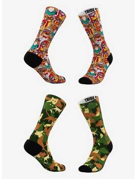 Hipster Cat and Classic Camo Cat Socks 2 Pairs, , hi-res
