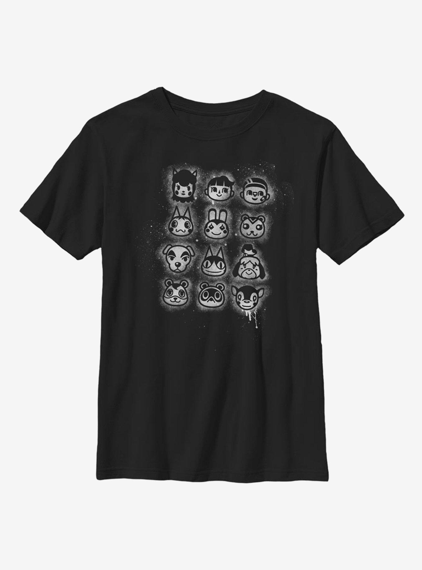 Animal Crossing Villager Stencil Youth T-Shirt, BLACK, hi-res