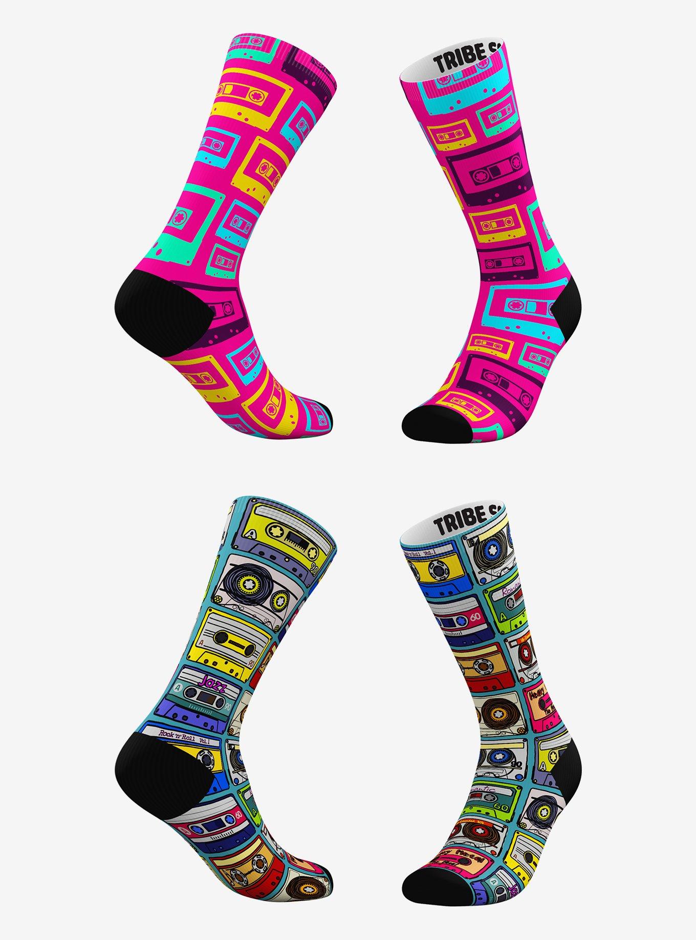 Pink Neon Cassette and Classic Cassette Socks 2 Pairs, , hi-res