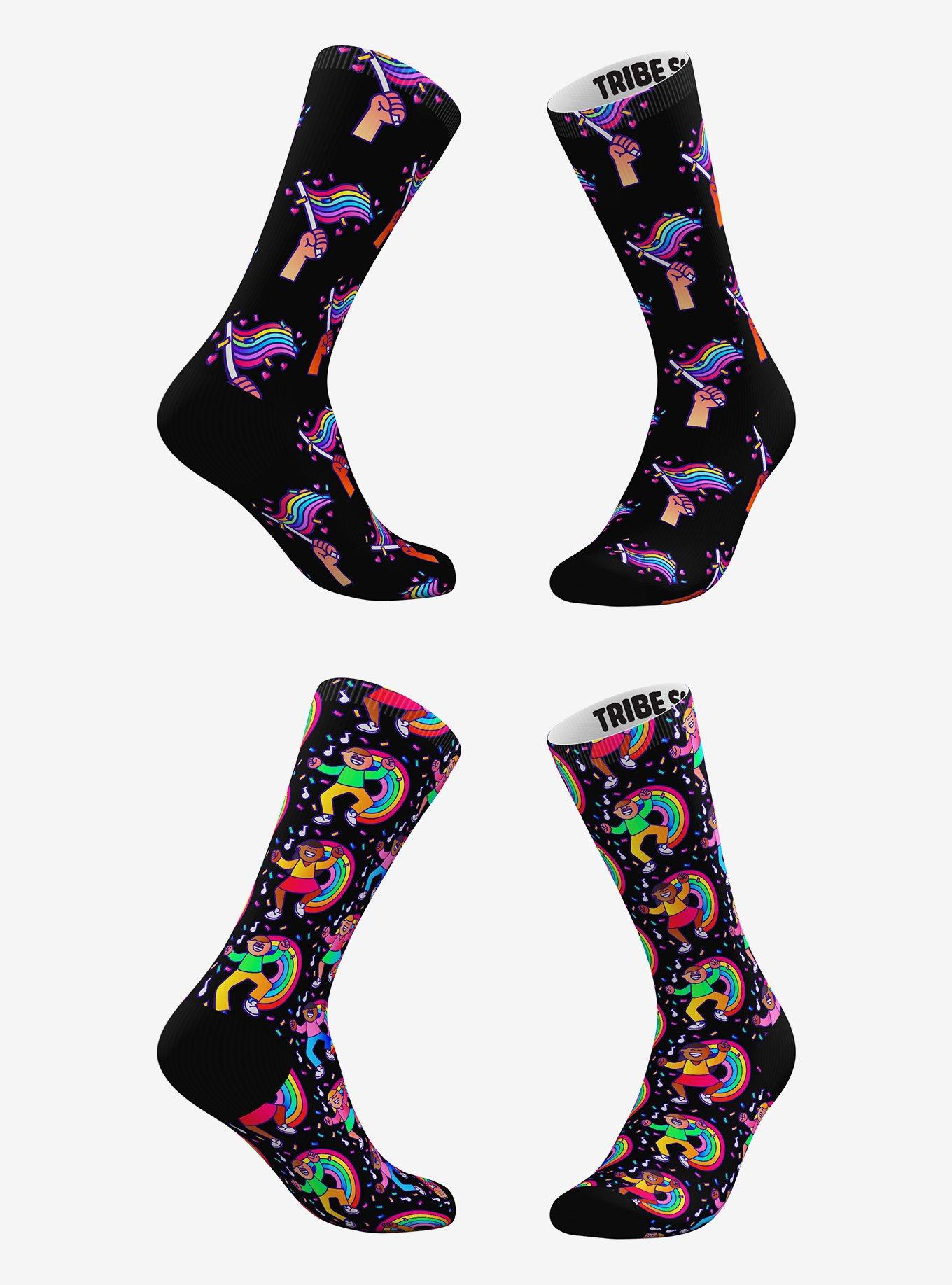 Rainbow Flag and Confetti Pride Socks 2 Pairs, , hi-res