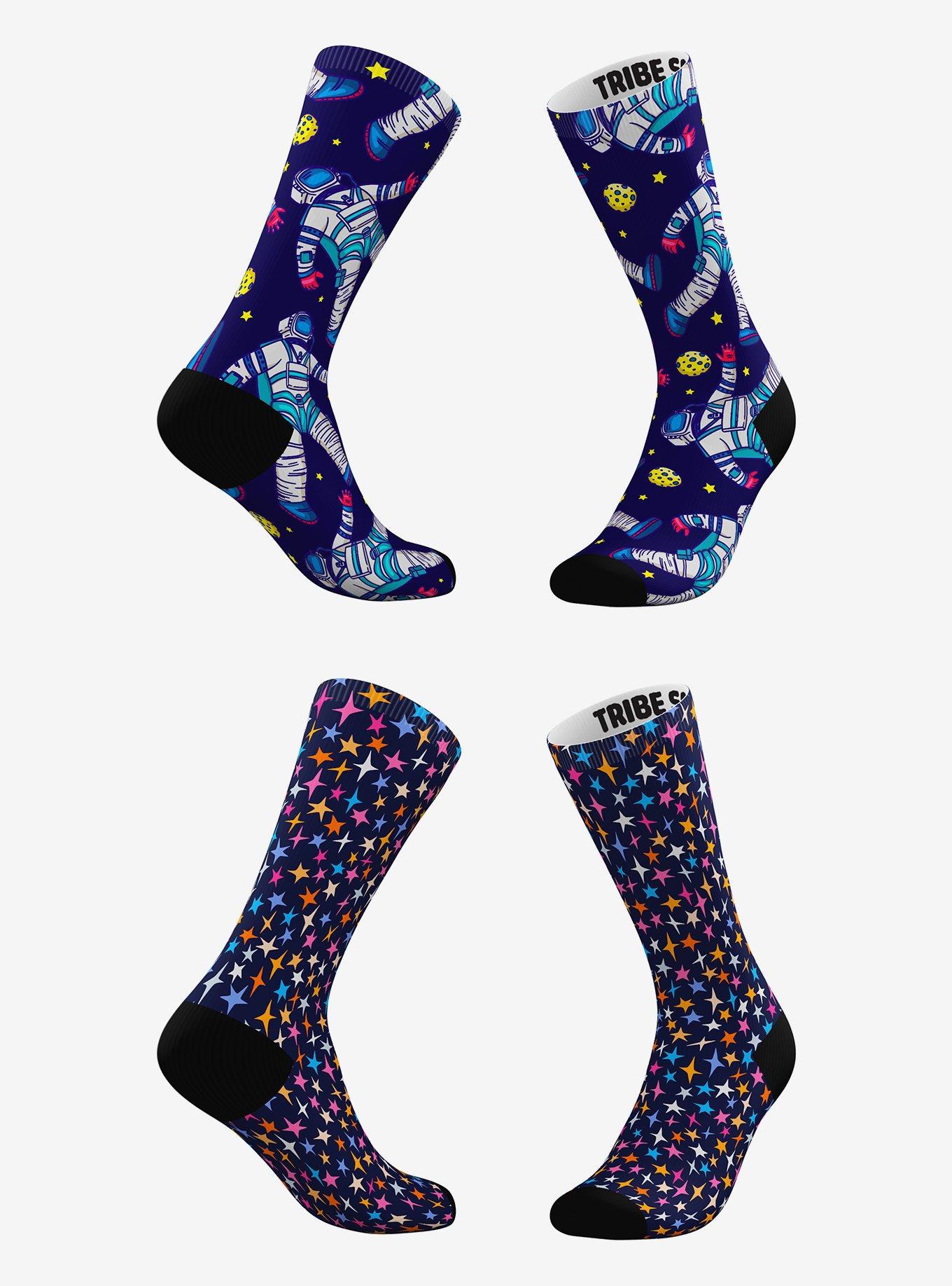 Space Astronaut and Retro Stars Socks 2 Pairs, , hi-res