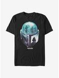 Star Wars The Mandalorian The Child Helmet Sunset T-Shirt, BLACK, hi-res
