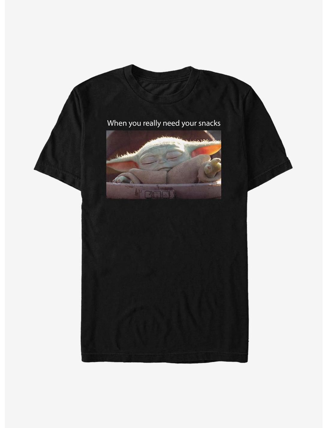 Star Wars The Mandalorian The Child Snack Meme T-Shirt, BLACK, hi-res