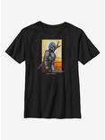 Star Wars The Mandalorian The Child Mando Comic Sunset Youth T-Shirt, BLACK, hi-res