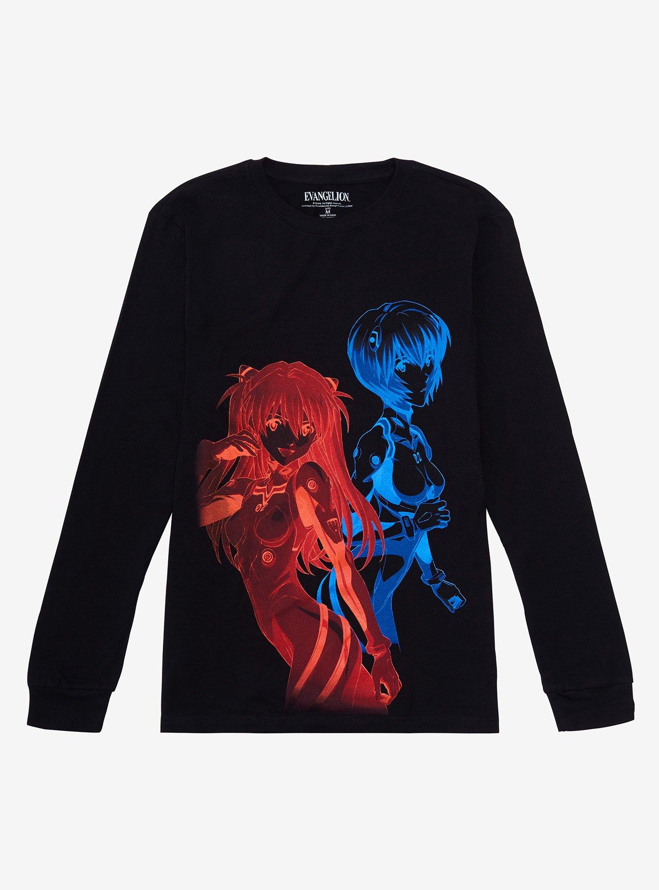 Neon Genesis Evangelion Red & Blue Asuka & Rei Long-Sleeve T