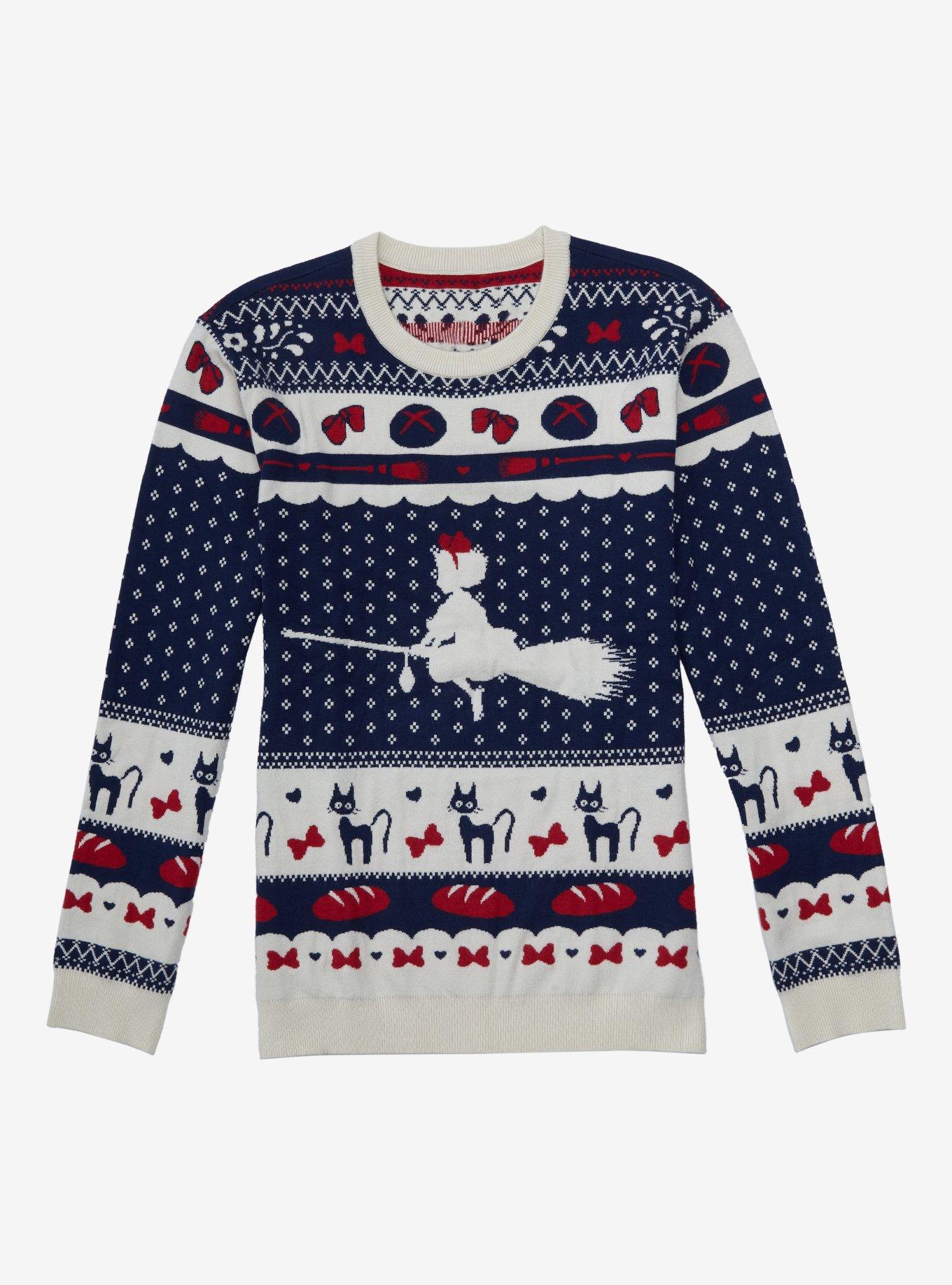 Studio Ghibli Kiki's Delivery Service Holiday Sweater - BoxLunch Exclusive, NAVY, hi-res