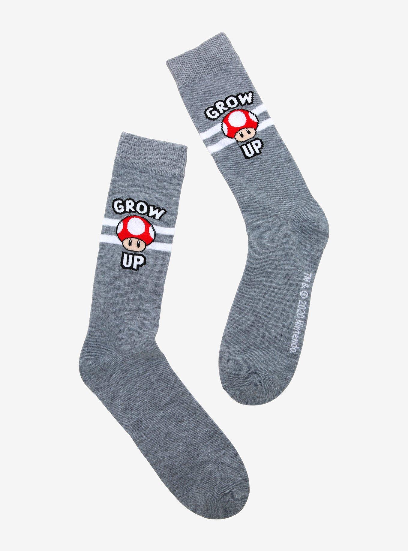 Super Mario Bros. Super Mushroom Grow Up Crew Socks, , hi-res