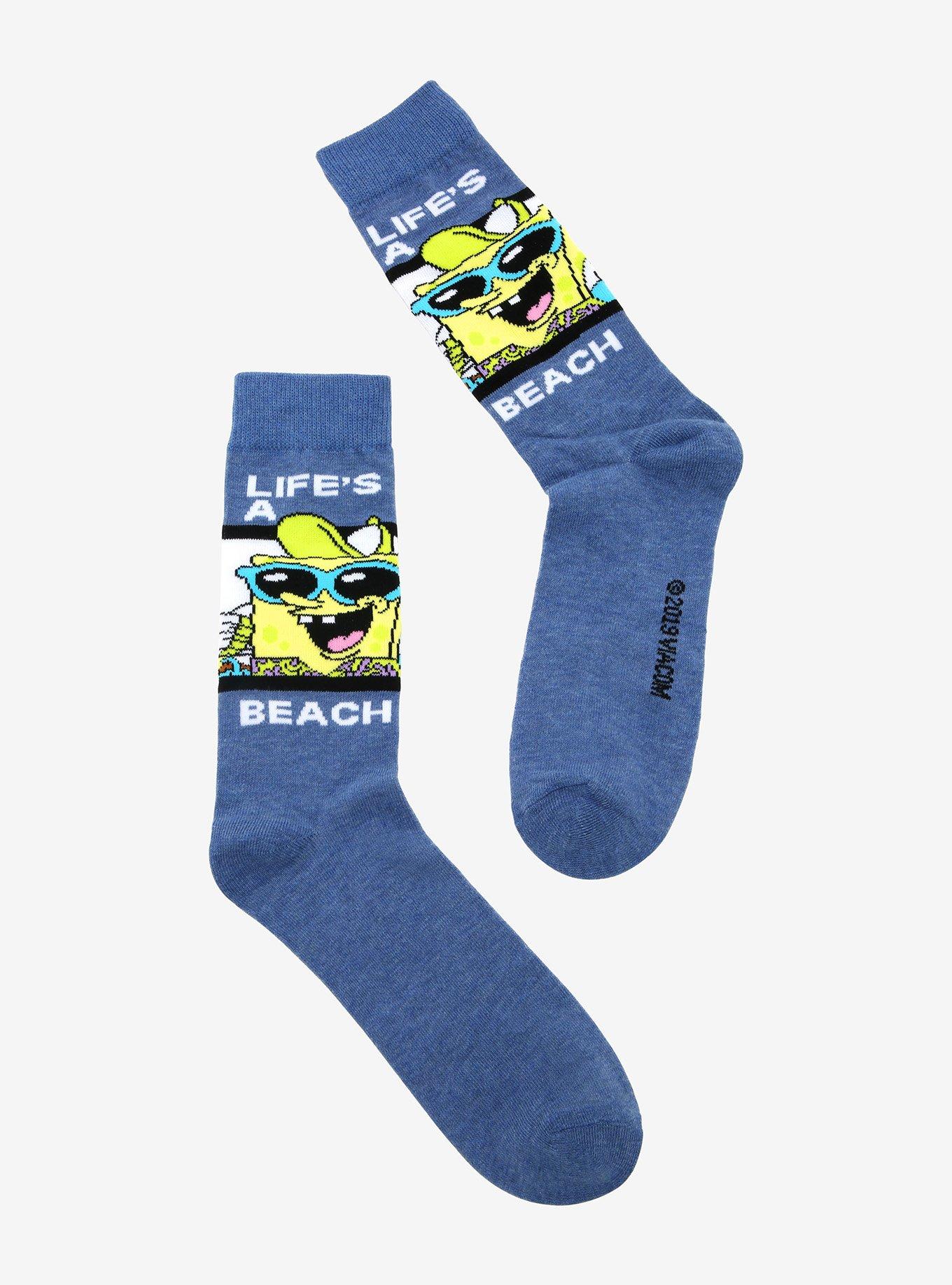 SpongeBob SquarePants Life's A Beach Crew Socks, , hi-res view 1