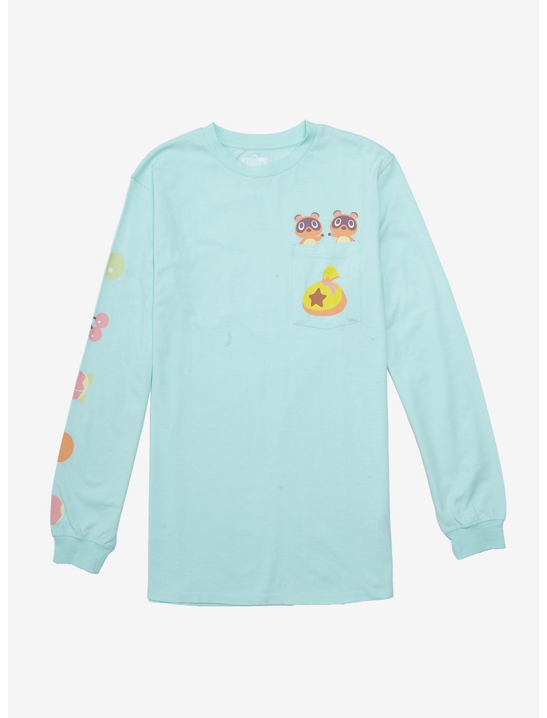 Cakeworthy Nintendo Animal Crossing Timmy & Tommy Pocket Long Sleeve T-Shirt - BoxLunch Exclusive, BLUE, hi-res