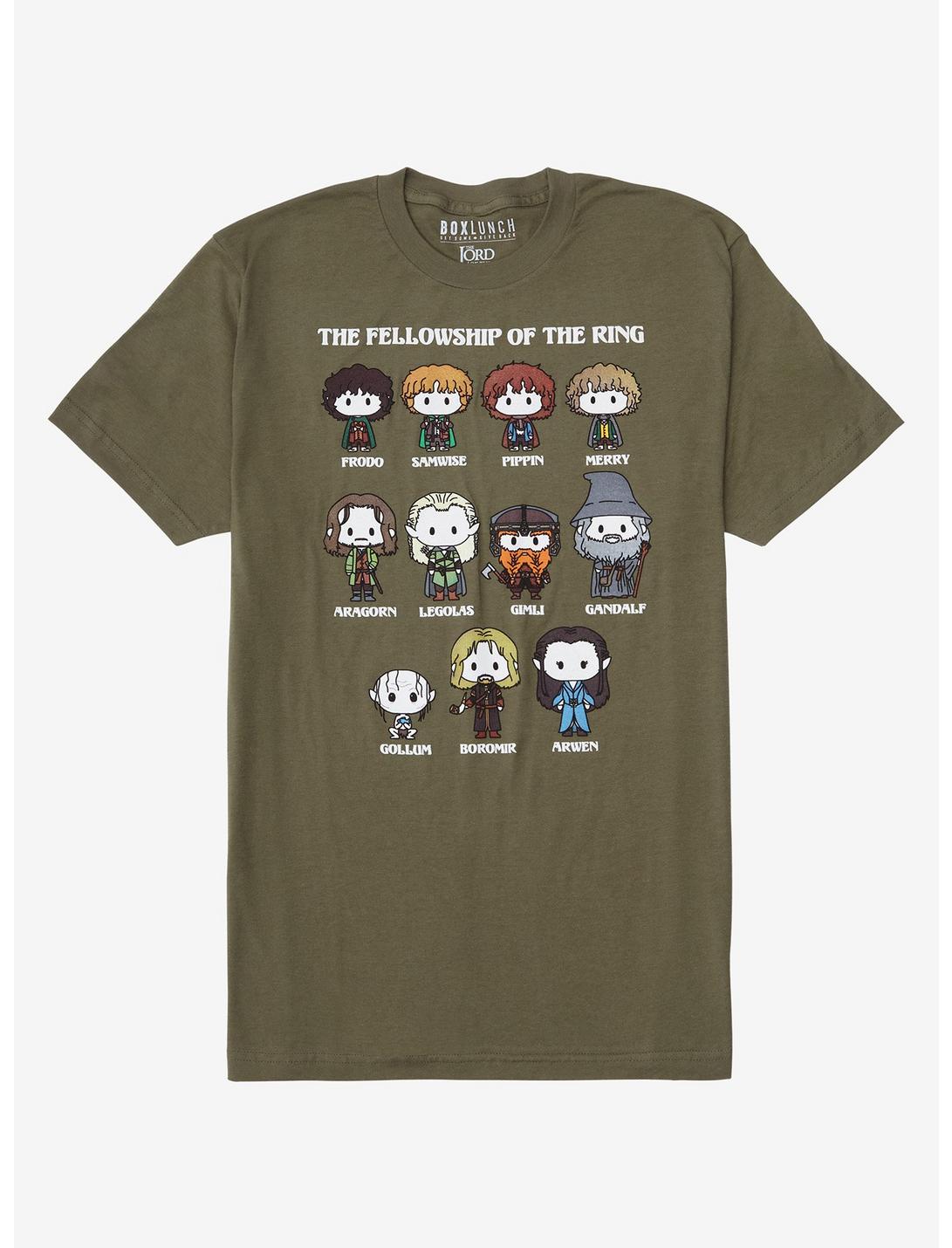 The Lord of the Rings Fellowship Chibi T-Shirt - BoxLunch Exclusive, DARK GREEN, hi-res
