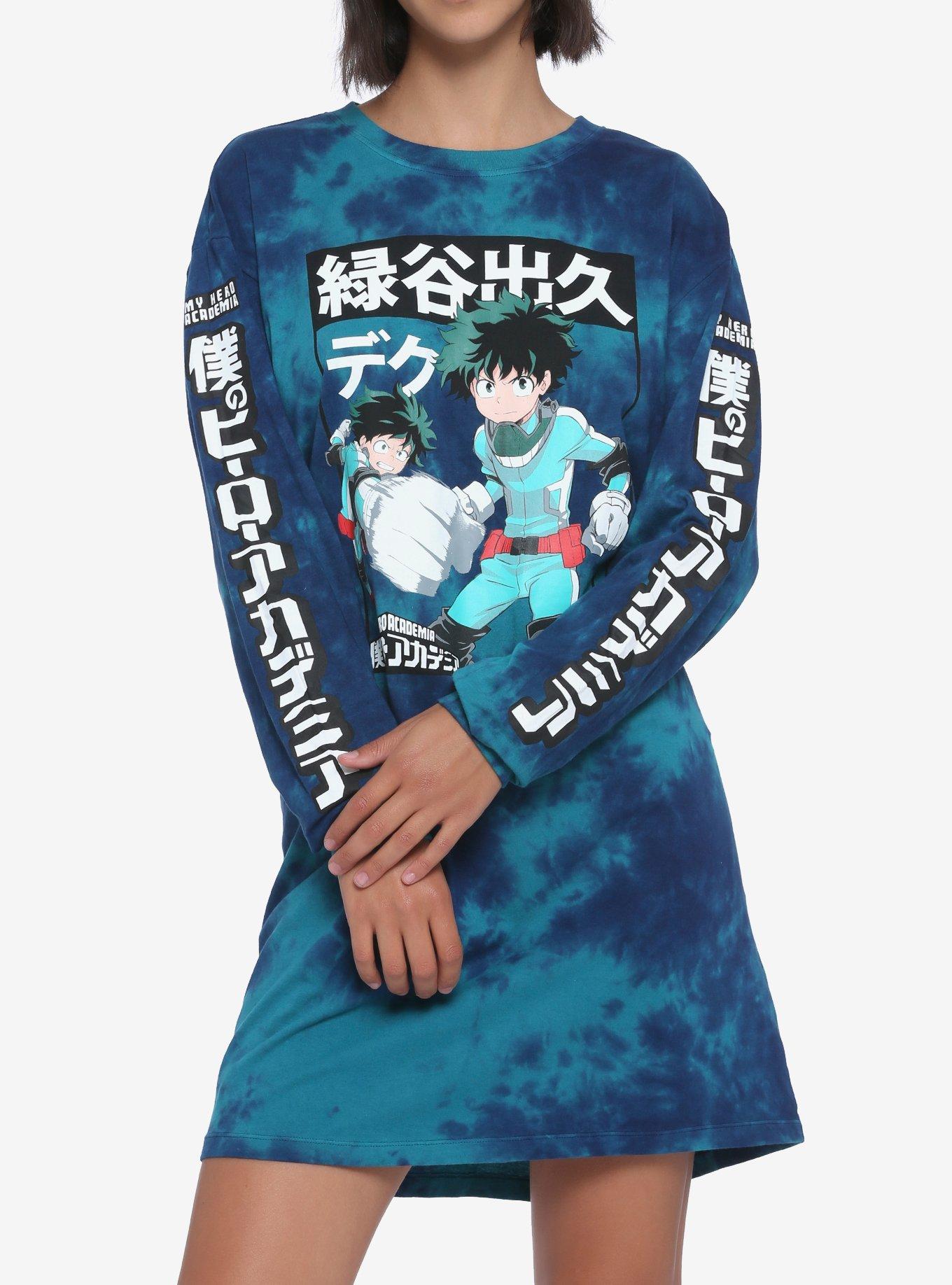 My Hero Academia Deku Tie-Dye Long-Sleeve T-Shirt Dress, TIE DYE, hi-res