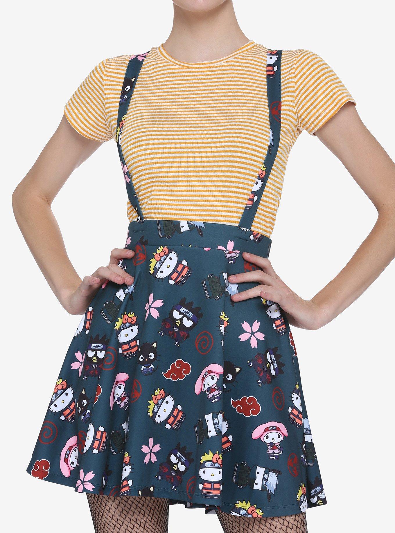 Naruto Shippuden X Hello Kitty And Friends Group Suspender Skirt, BLACK, hi-res