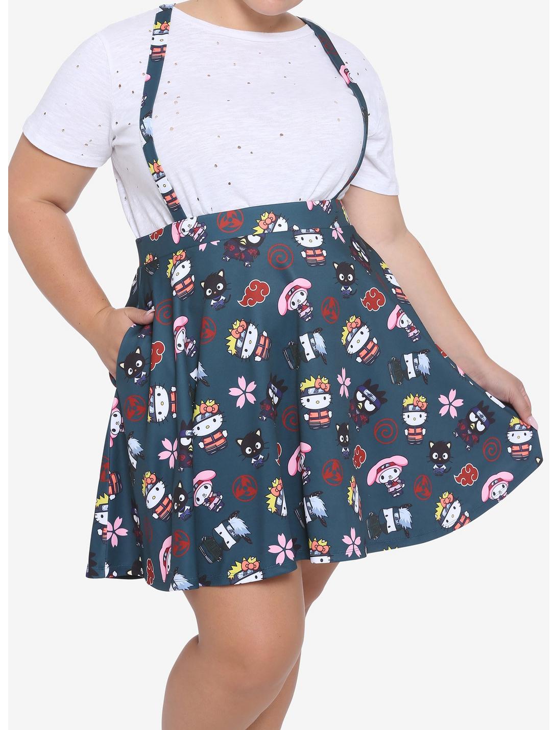Naruto Shippuden X Hello Kitty And Friends Group Suspender Skirt Plus Size, BLACK, hi-res
