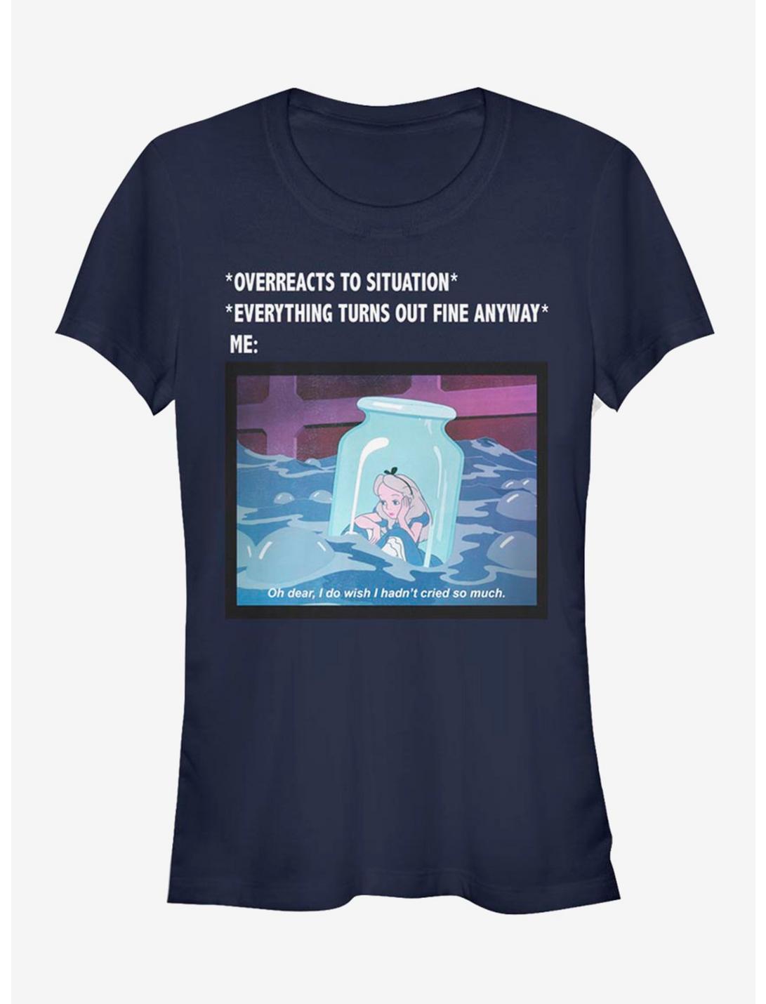 Disney Alice In Wonderland Anxiety Meme Girls T-Shirt, NAVY, hi-res
