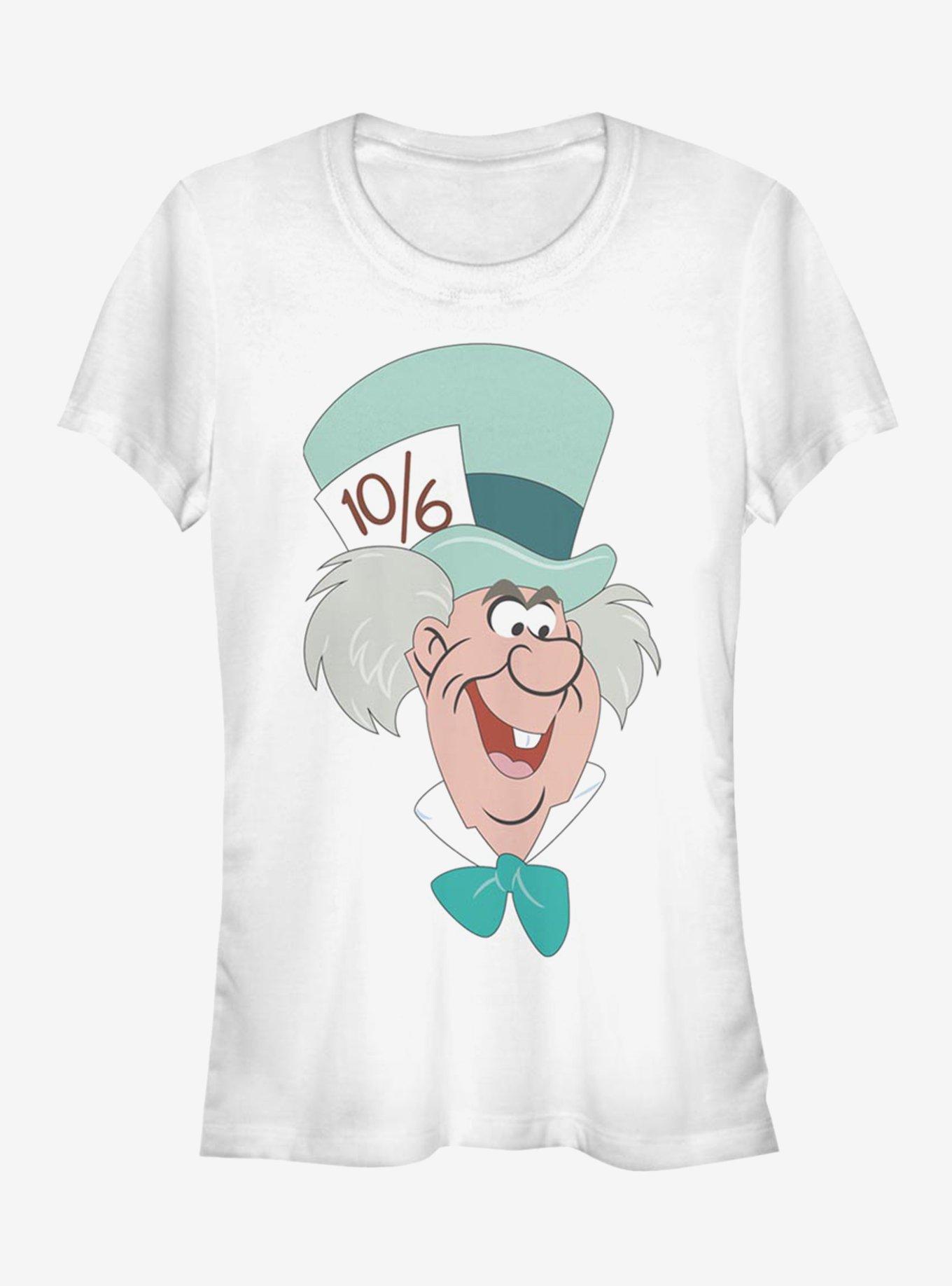 Disney Alice In Wonderland Mad Hatter Big Face Girls T-Shirt, WHITE, hi-res