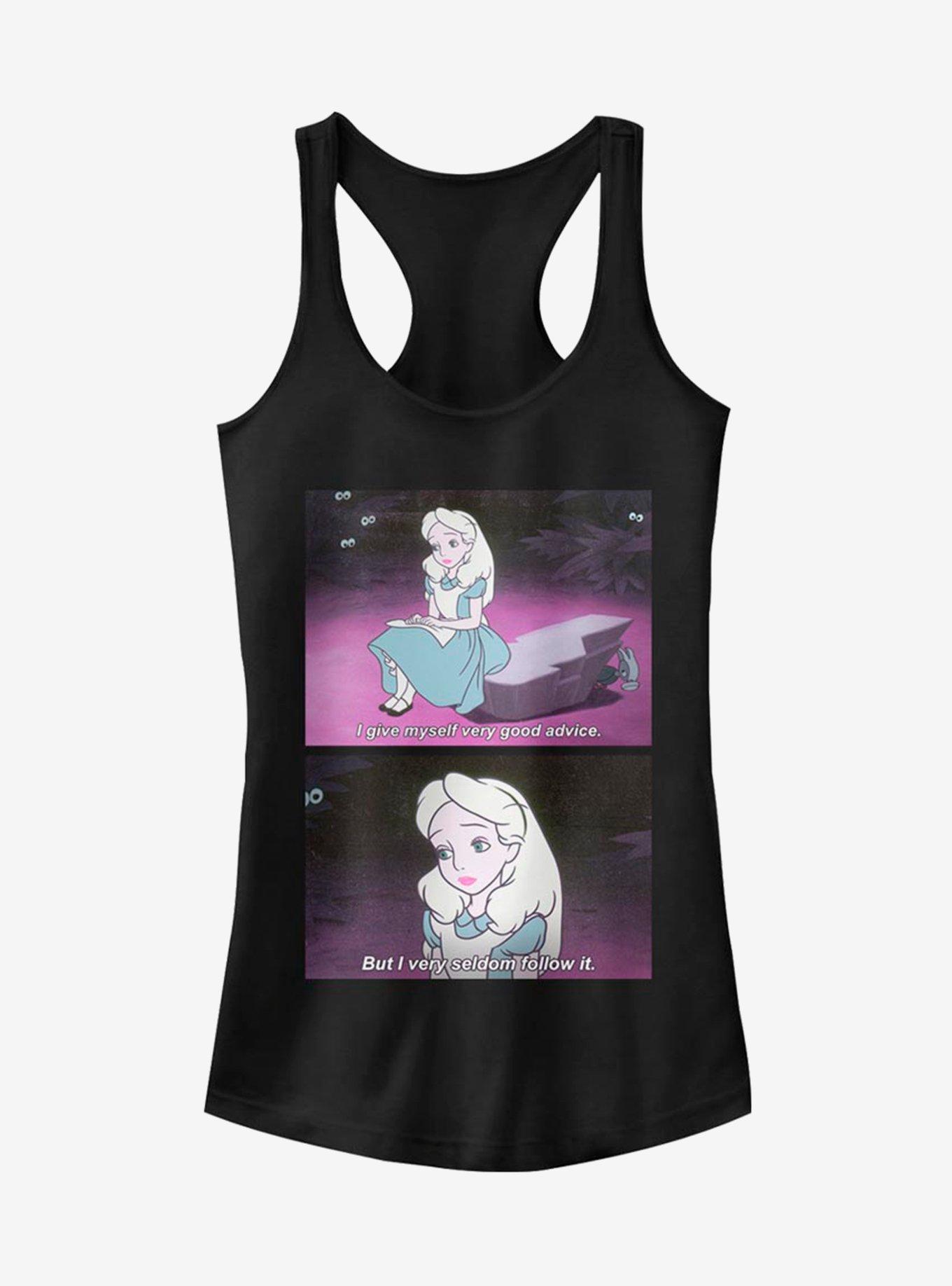 Disney Alice In Wonderland Advice Meme Girls Tank, BLACK, hi-res