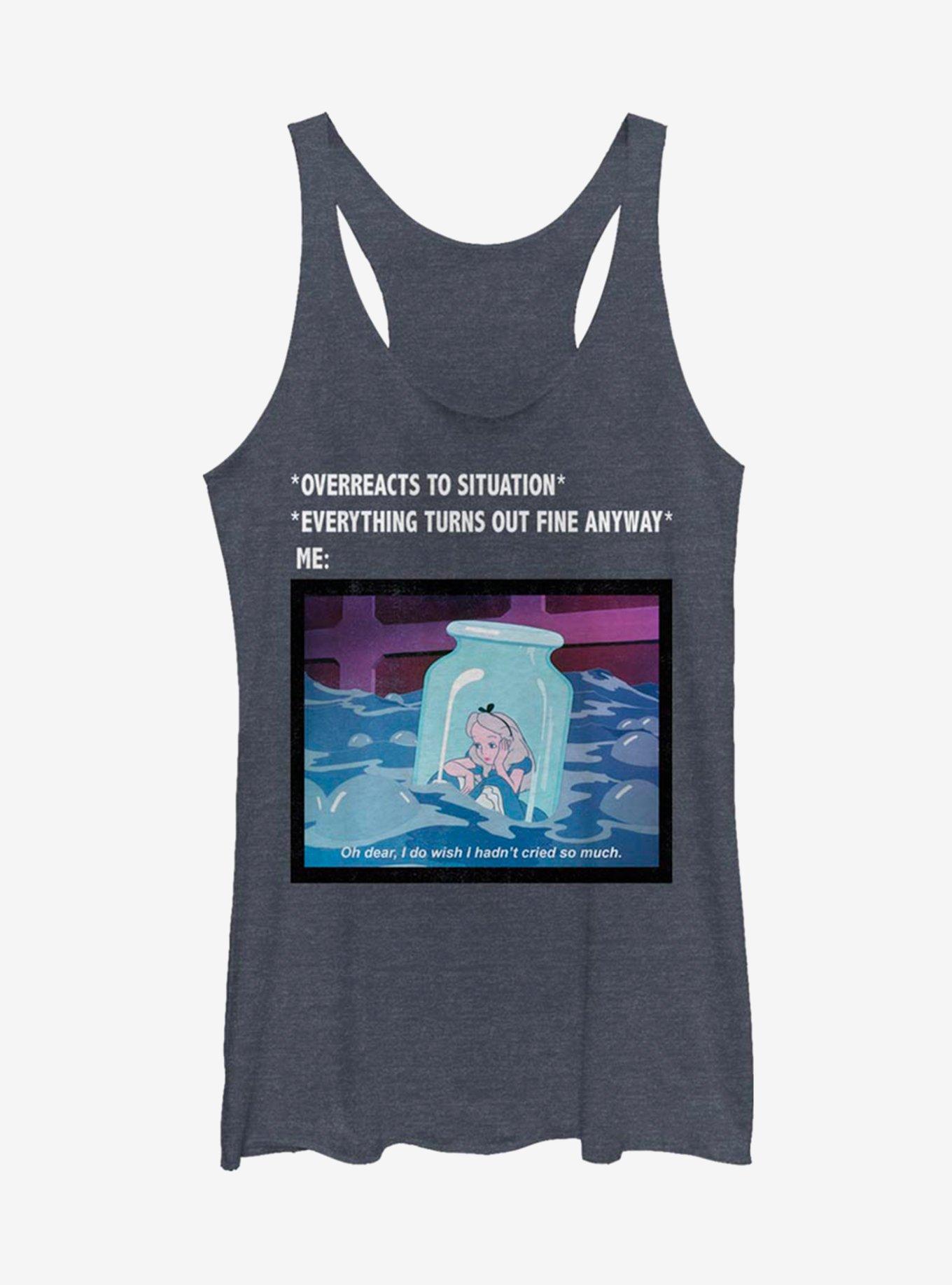 Disney Alice In Wonderland Anxiety Meme Girls Tank, NAVY HTR, hi-res