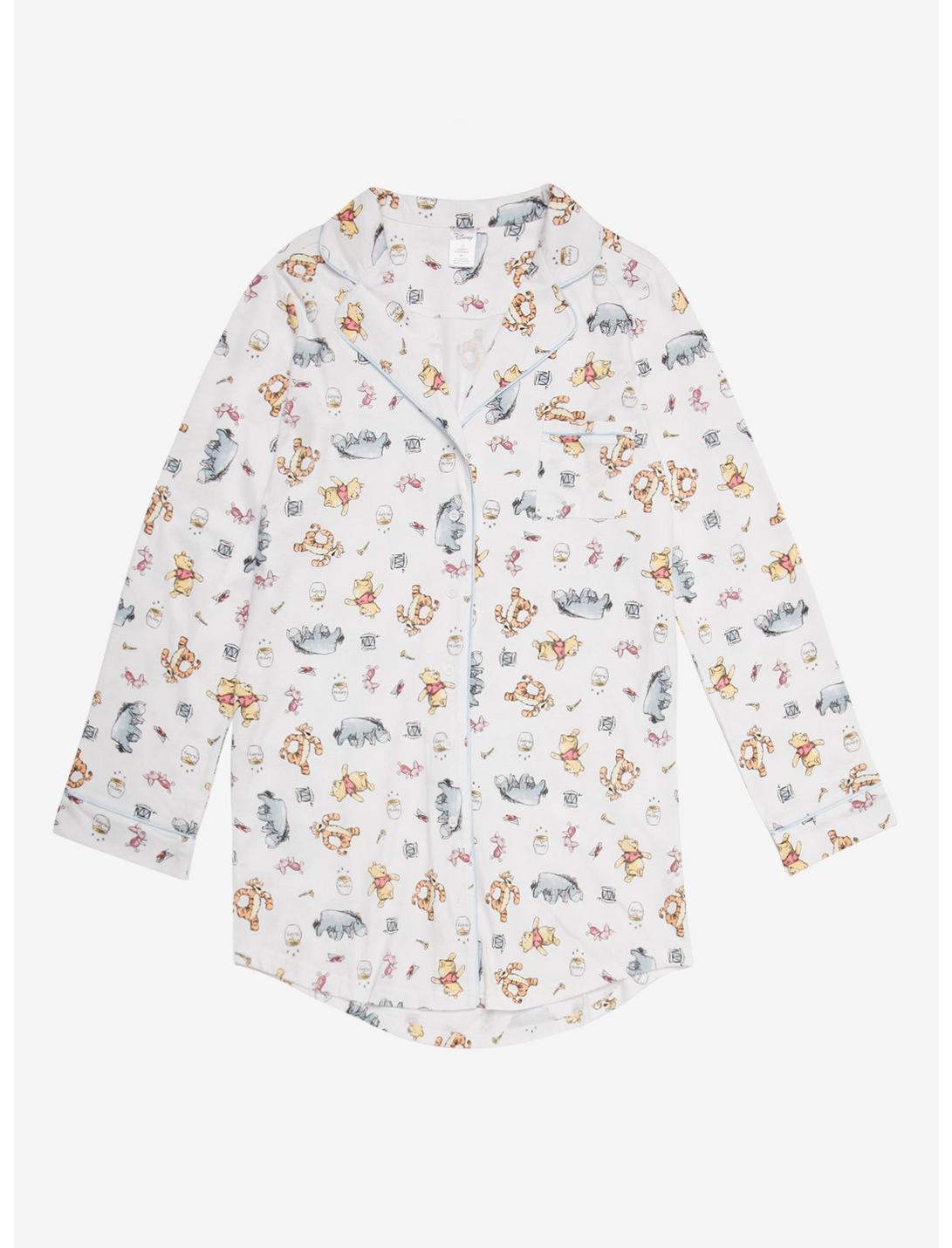 Disney Winnie the Pooh Notched Collar Women's Sleep Shirt, WHITE, hi-res