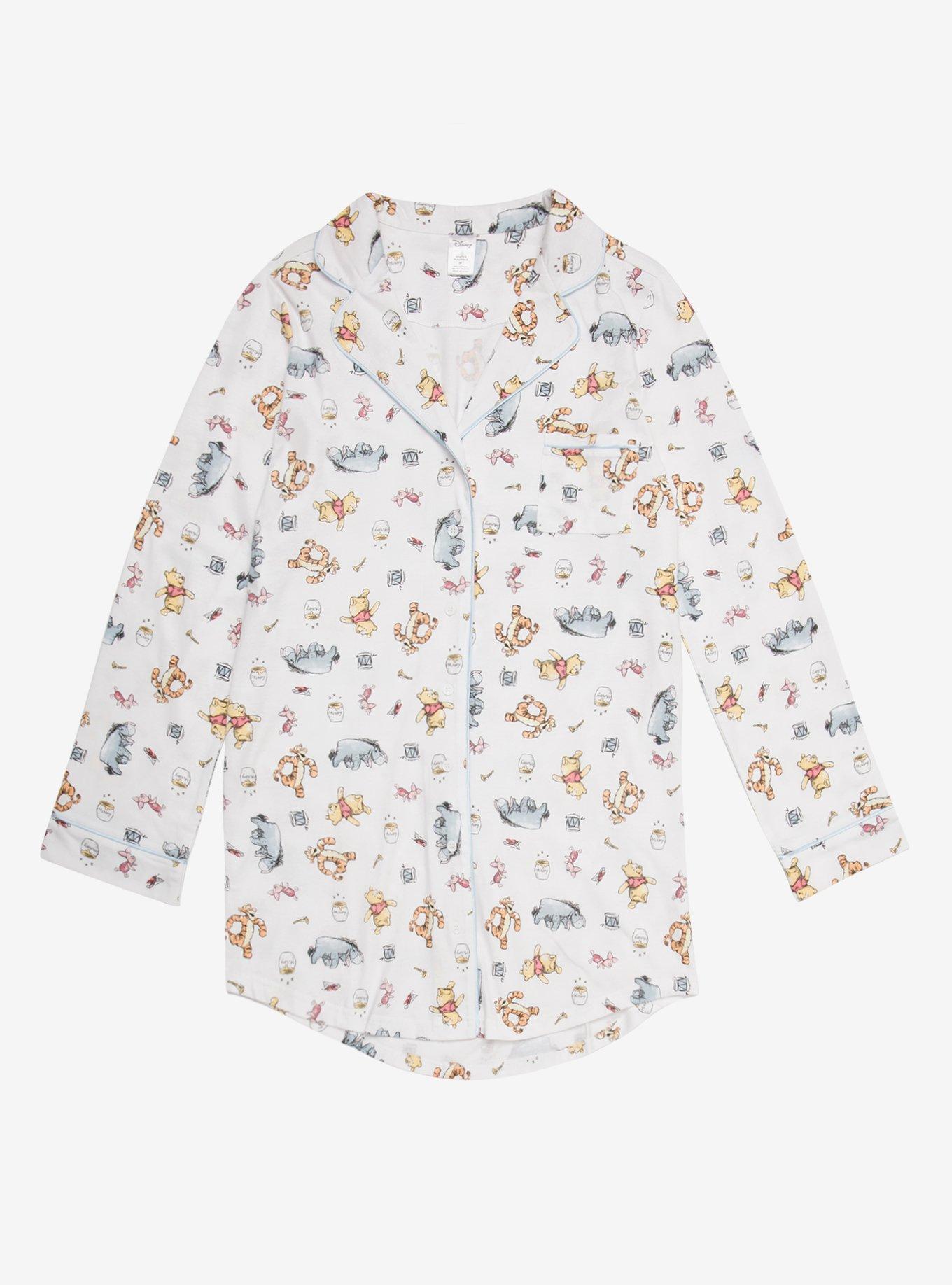 Disney Winnie the Pooh Notched Collar Women's Sleep Shirt, WHITE, hi-res