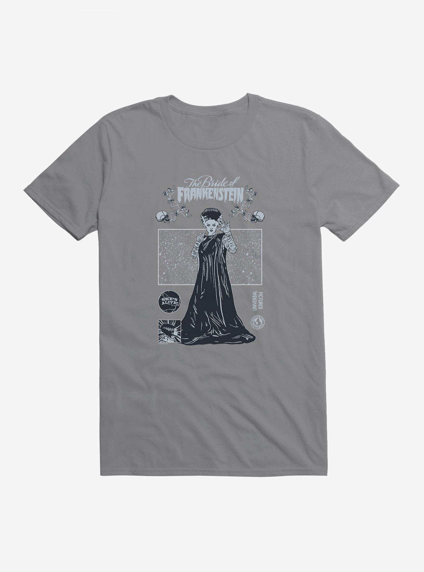 Bride Of Frankenstein Shockingly Terrifying T-Shirt, STORM GREY, hi-res