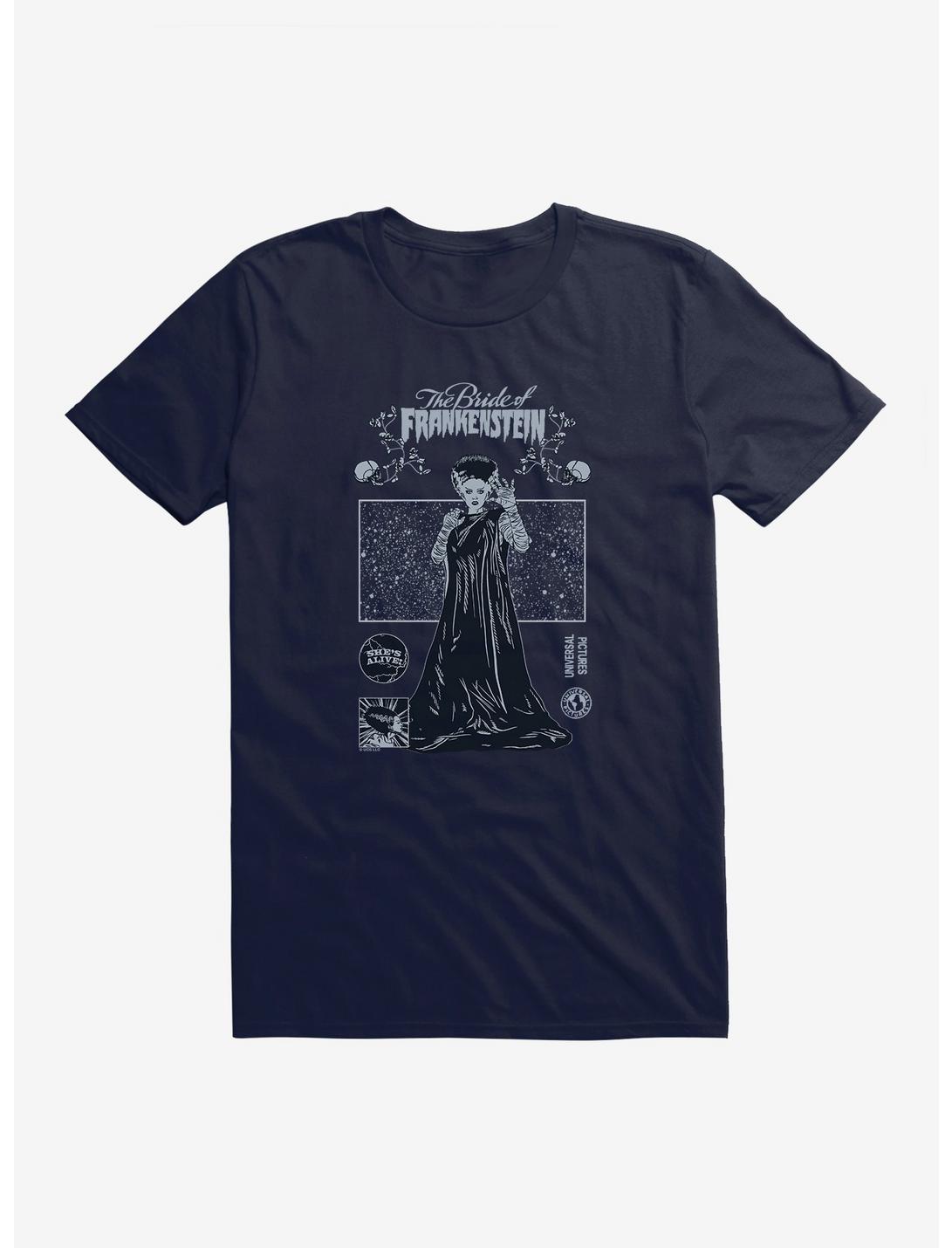 Bride Of Frankenstein Shockingly Terrifying T-Shirt, NAVY, hi-res