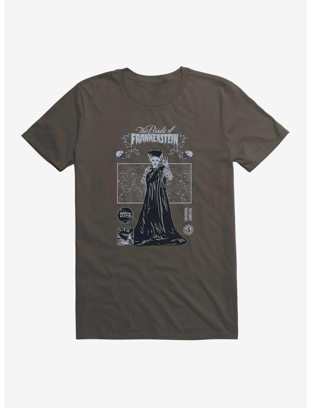 Bride Of Frankenstein Shockingly Terrifying T-Shirt, SMOKE, hi-res