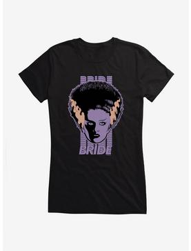 Bride Of Frankenstein Script Stack Girls T-Shirt, BLACK, hi-res
