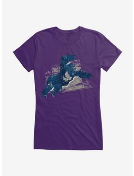 King Kong Might Shaded Outline Girls T-Shirt, PURPLE, hi-res